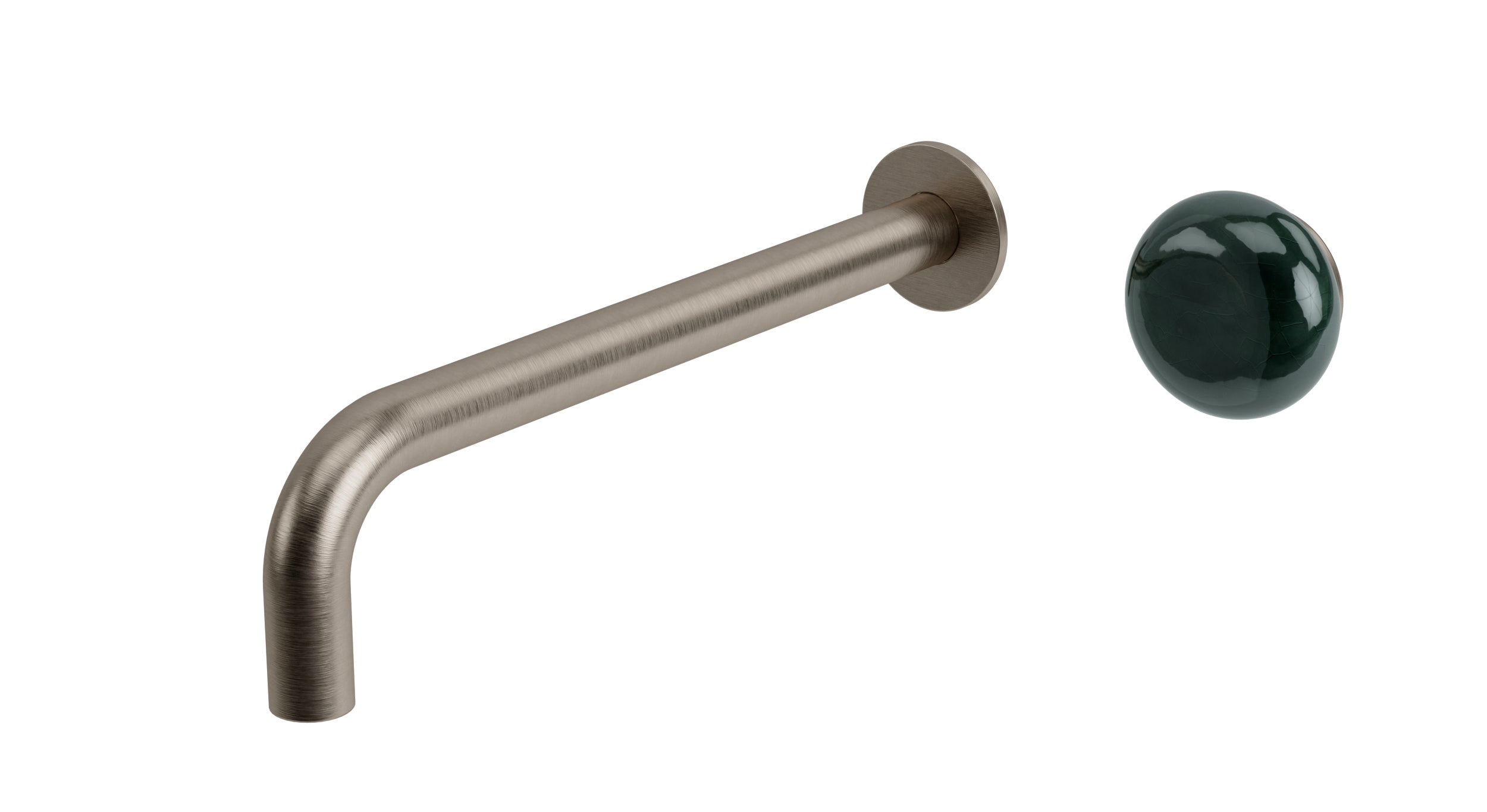 Foundry One Handle Wall Mount 10" Lavatory Faucet with Pebble Ceramic Knob Handle in Antique Nickel