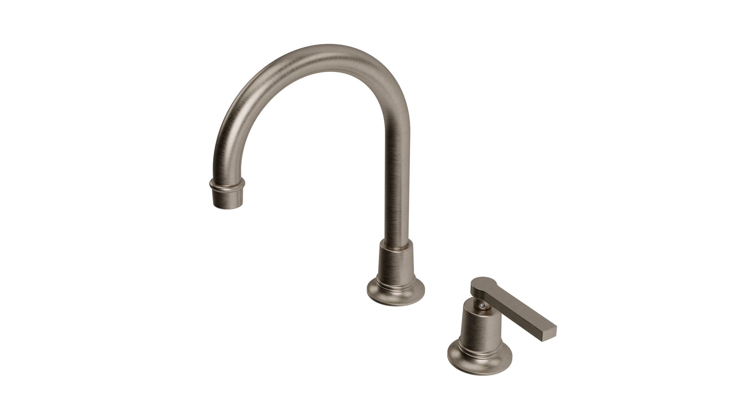 Emerson One Handle Deck Mount Gooseneck Lavatory Faucet with Classic Lever Handle in Antique Nickel