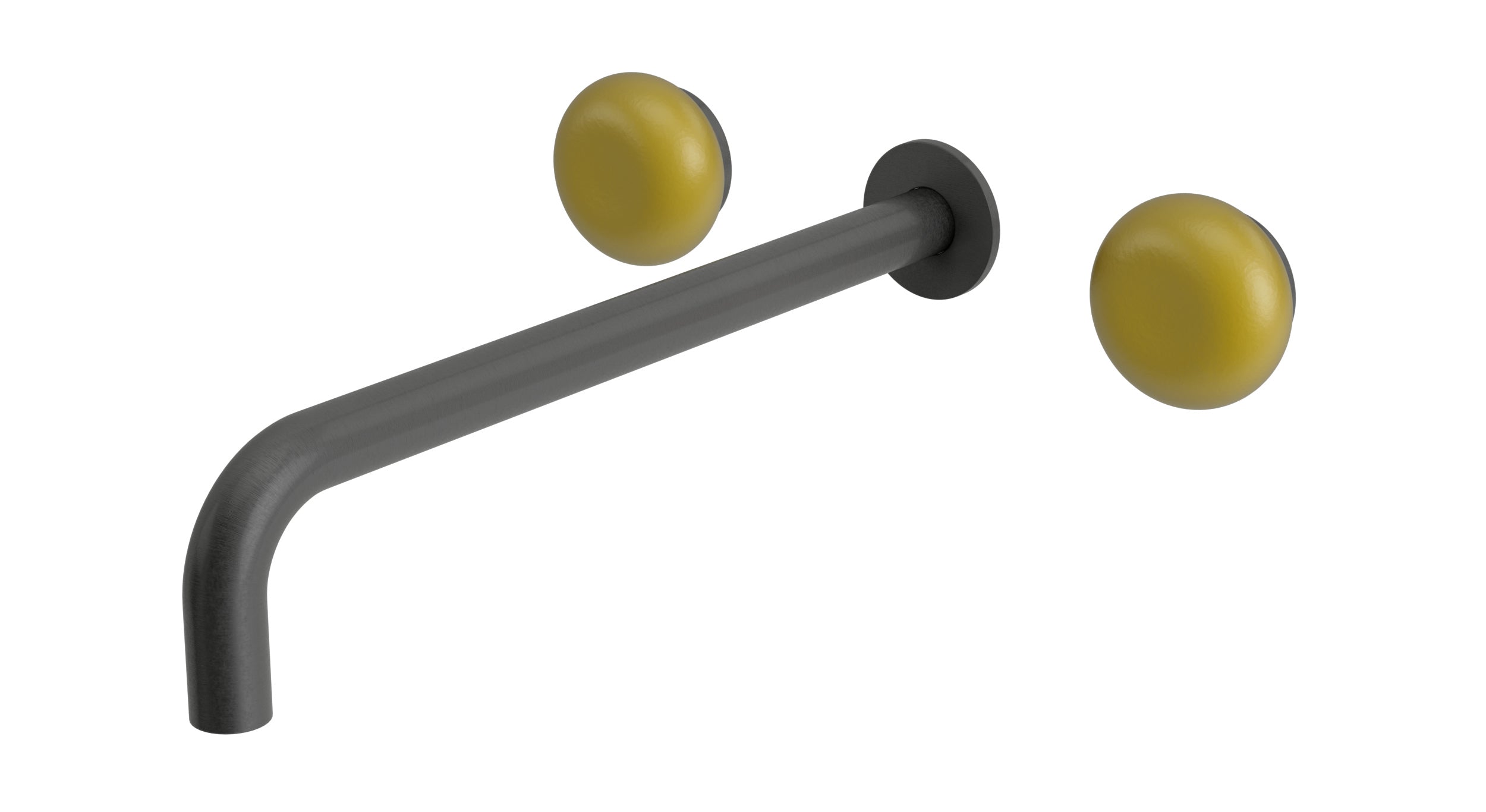 Foundry Two Handle Wall Mount 12" Lavatory Faucet with Pebble Ceramic Knob Handles in Blackened Nickel