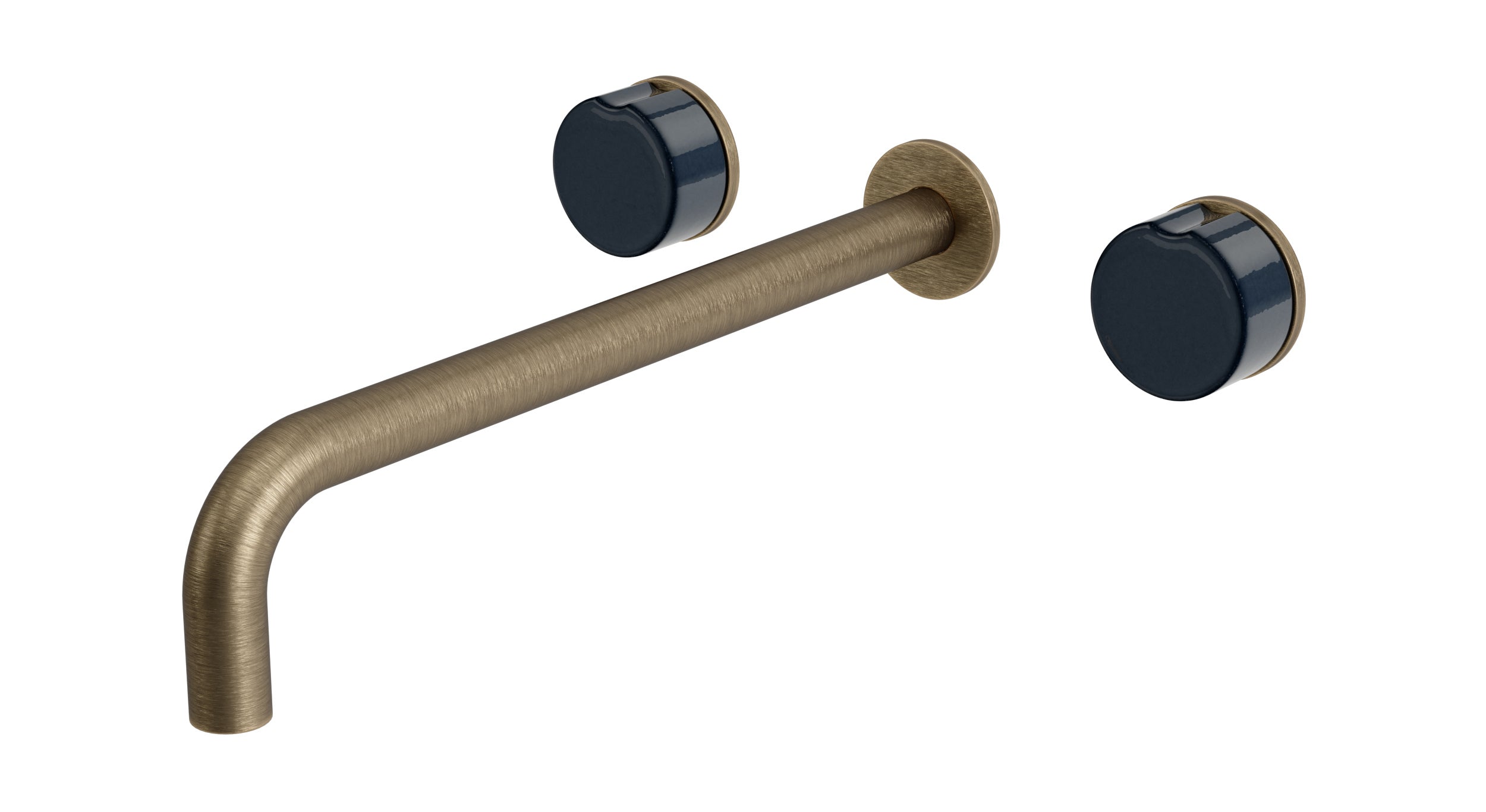 Foundry Two Handle Wall Mount 12" Lavatory Faucet with Groove Ceramic Knob Handles in Antique Nickel