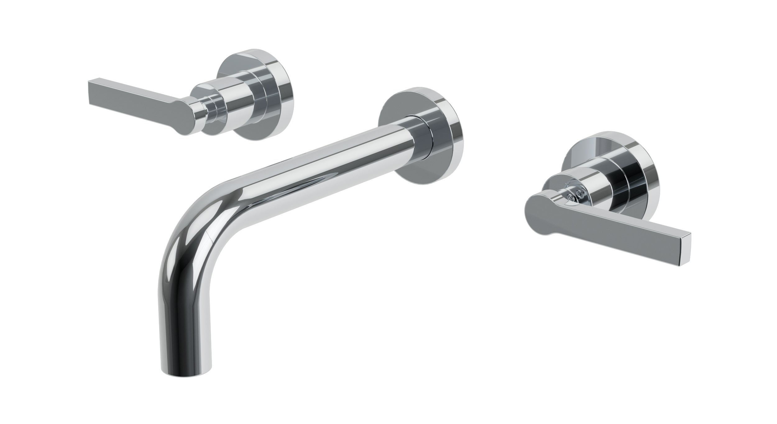 Flatiron Two Handle Wall Mount 7.5" Lavatory Faucet with Linear Lever Handles