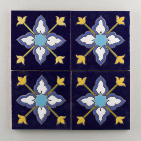 6x6 Handpainted Tile Vigo in Cool Motif