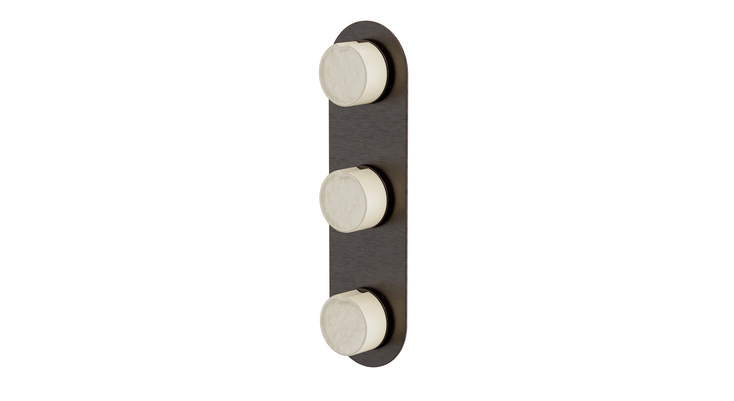 Foundry Three Handle Wall Mount Shower Trim with Groove Ceramic Knob Handles in Antique Bronze