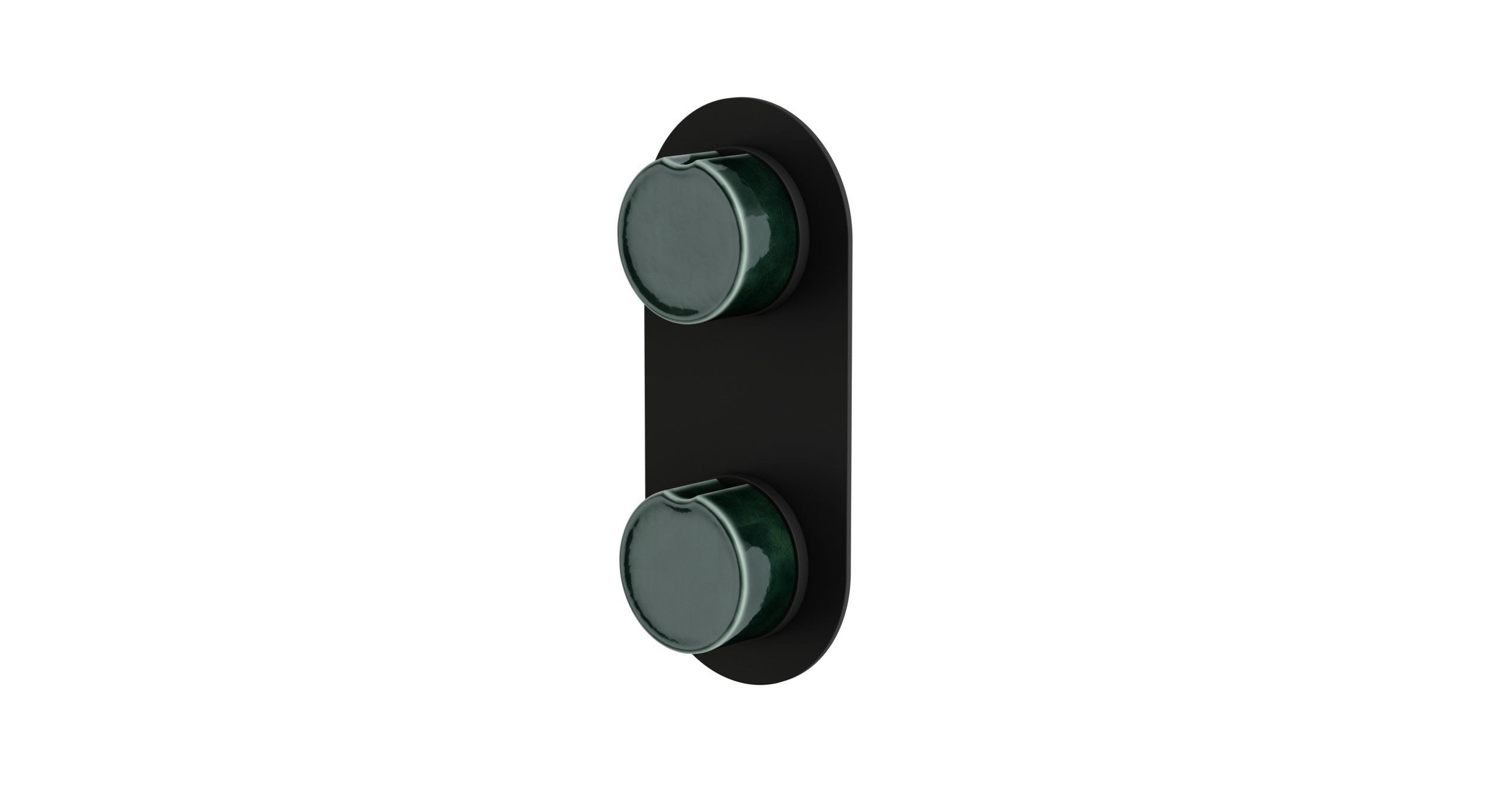 Foundry Two Handle Wall Mount Shower Trim with Groove Ceramic Knob Handles in Matte Black