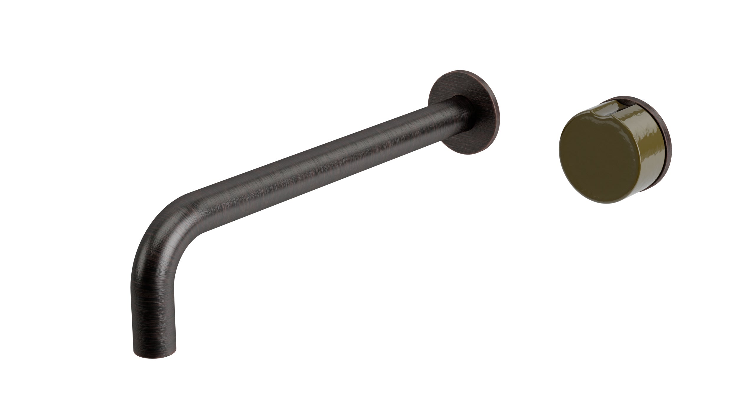 Foundry One Handle Wall Mount 10" Lavatory Faucet with Groove Ceramic Knob Handle in Antique Bronze