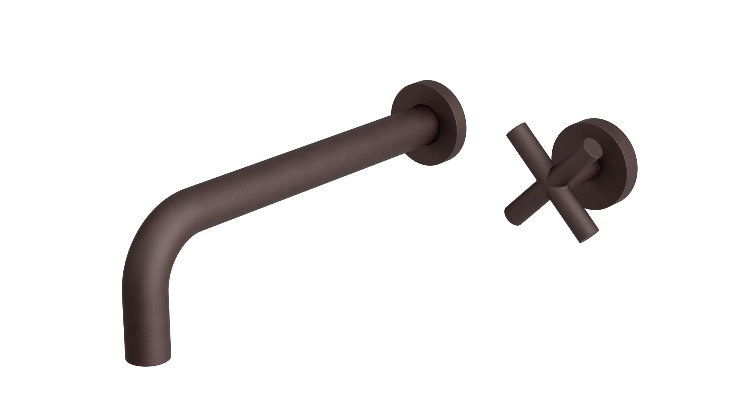 Contour One Handle Wall Mount 10" Lavatory Faucet with Soft Cross Handle in Architectural Copper