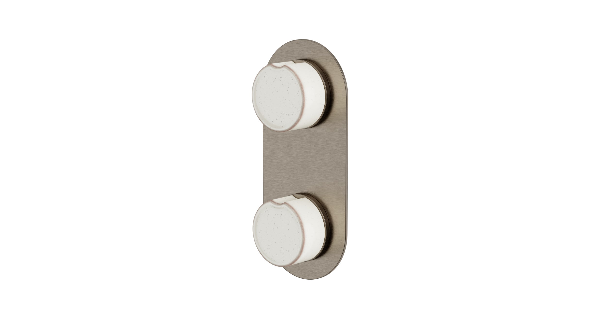 Foundry Two Handle Wall Mount Shower Trim with Groove Ceramic Knob Handles in Antique Nickel