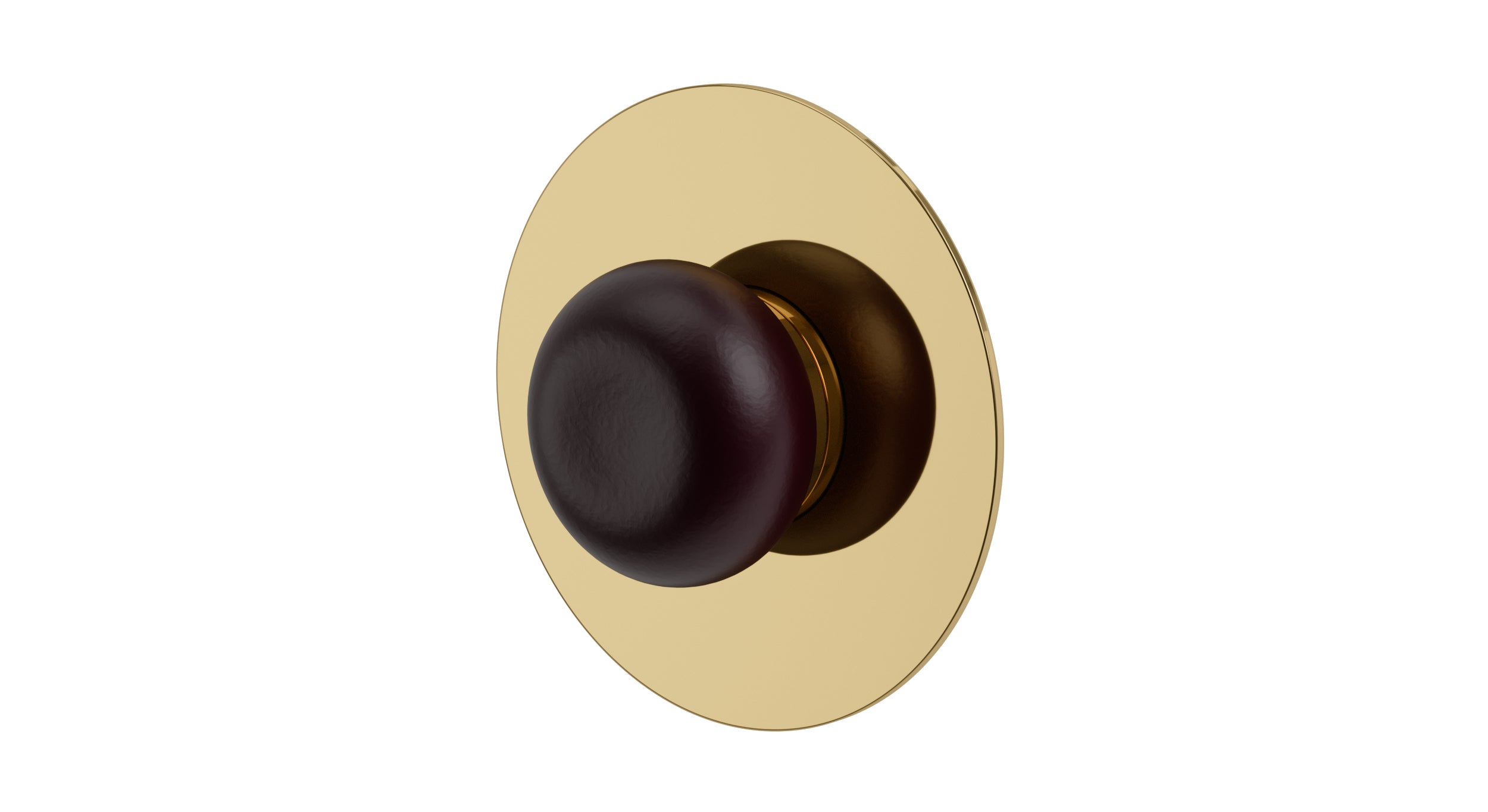 Foundry One Handle Wall Mount Shower Trim with Pebble Ceramic Knob Handle in Polished Brass