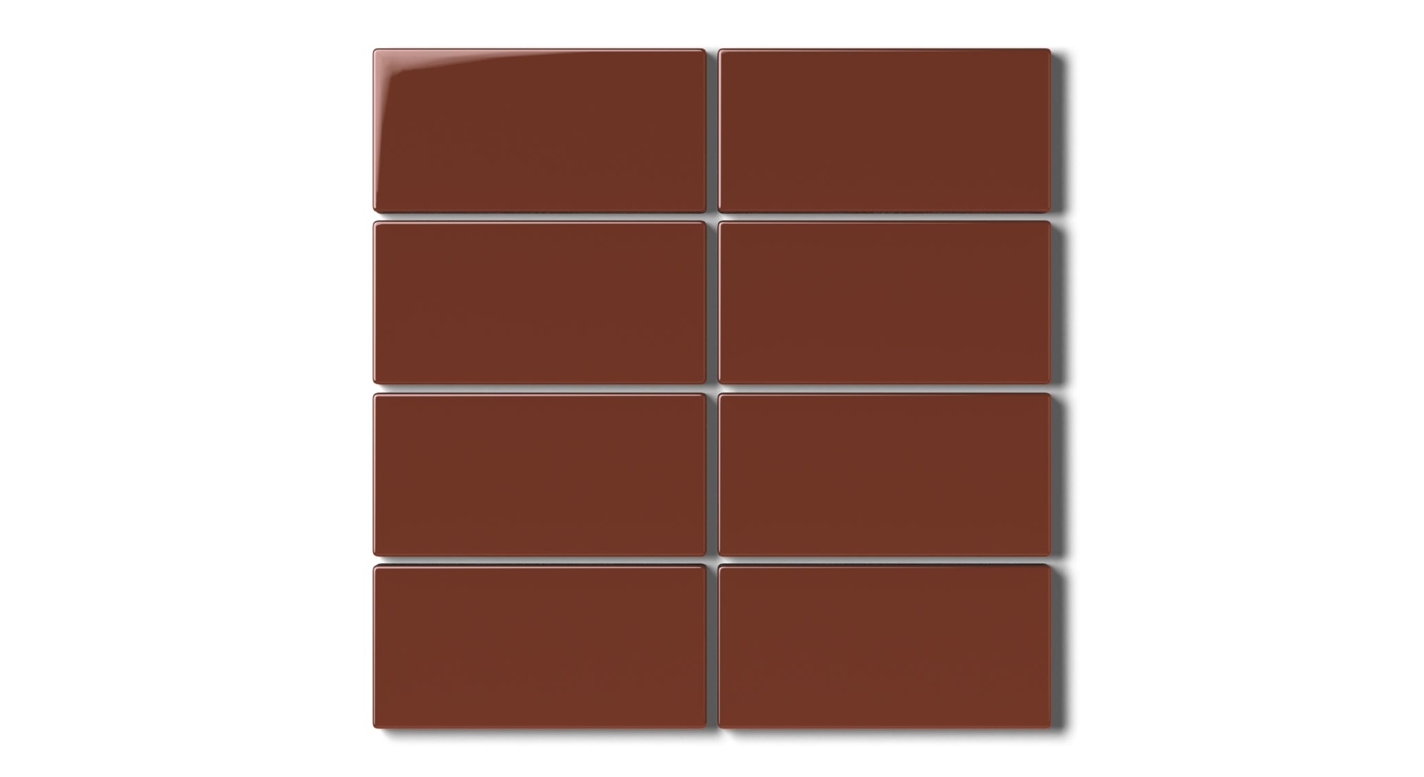 2x4 Straight Set Sheeted Natural Press Ceramic Mosaic Tile in Red Iron Oxide Gloss