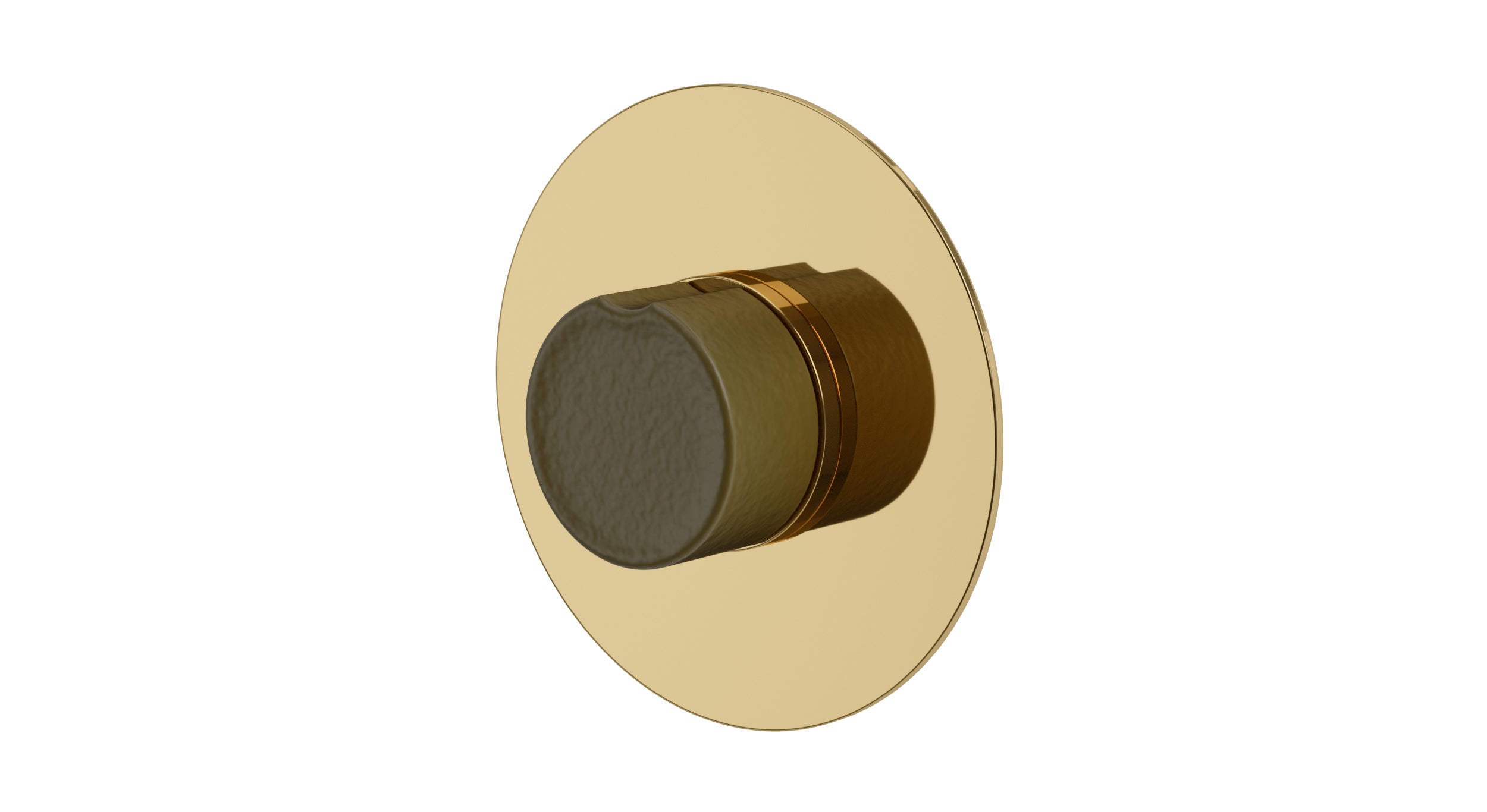 Foundry One Handle Wall Mount Shower Trim with Groove Ceramic Knob Handle in Polished Brass