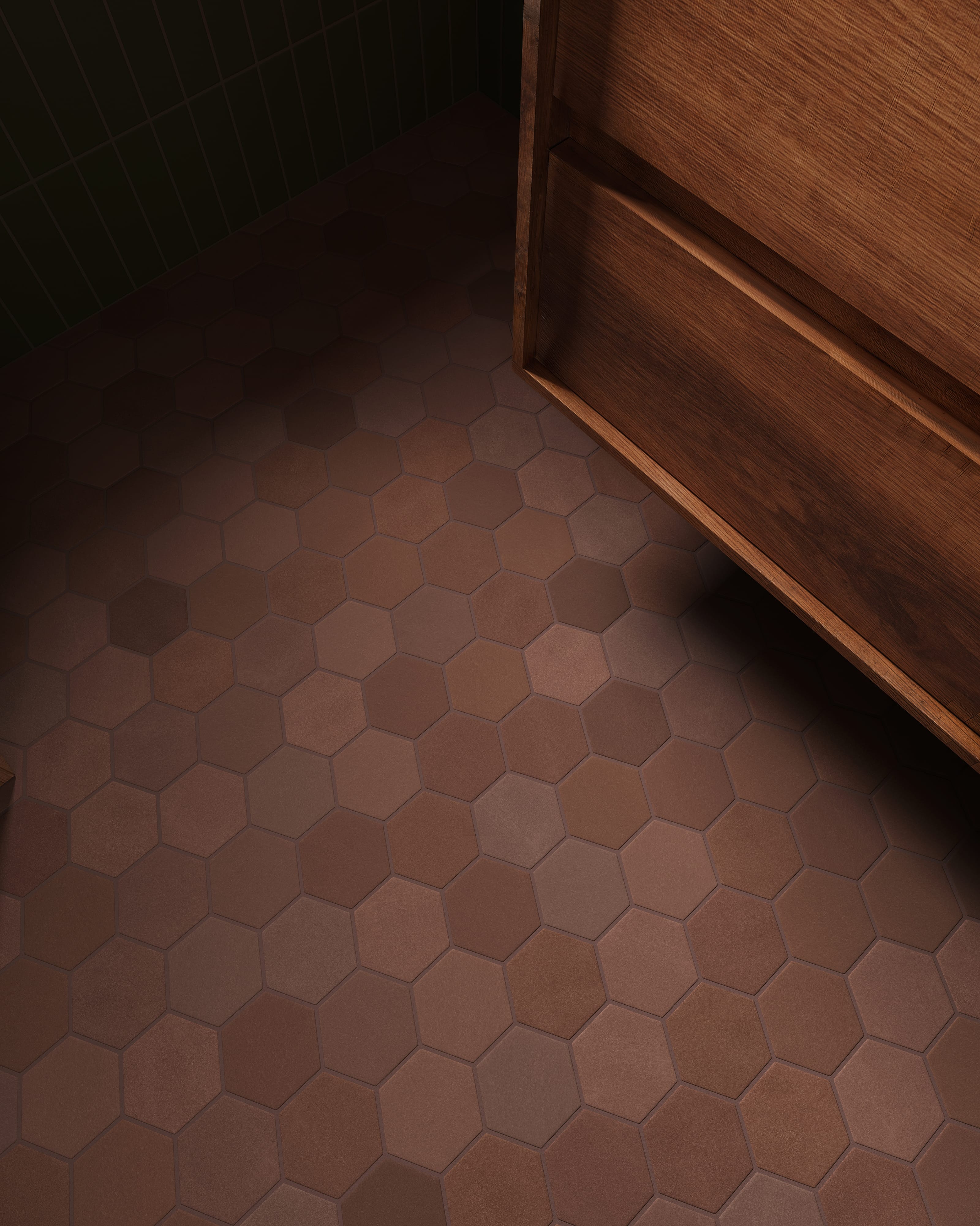 4" Hexagon Original Ceramic Tile in Antique
