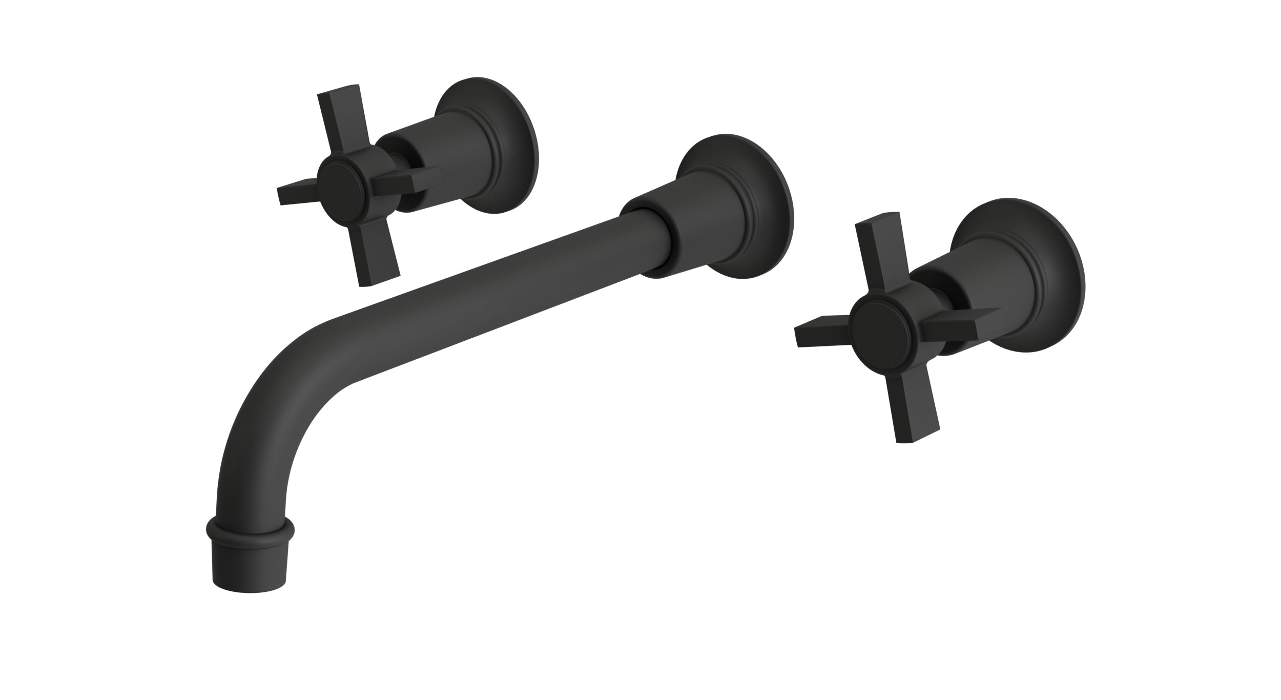 Emerson Two Handle Wall Mount 10" Lavatory Faucet with Defined Cross Handles in Matte Black