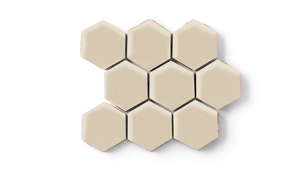 3" Hexagon Sheeted Original Ceramic Mosaic Tile in Dolomite Matte