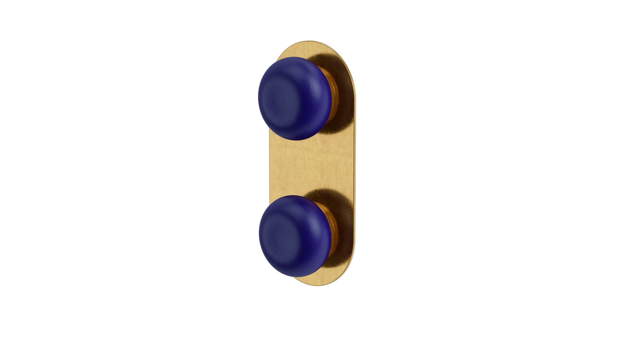 Foundry Two Handle Wall Mount Shower Trim with Pebble Ceramic Knob Handles in French Brass