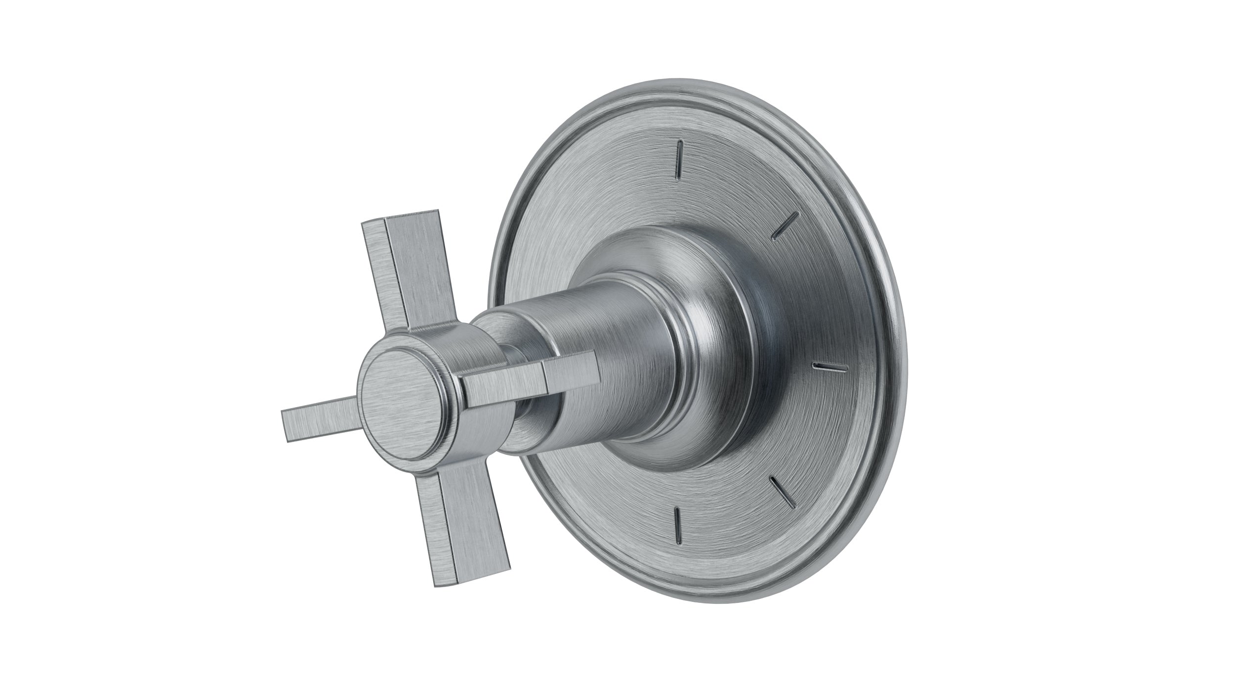 Emerson One Handle Wall Mount Shower Trim with Defined Cross Handle in Satin Chrome