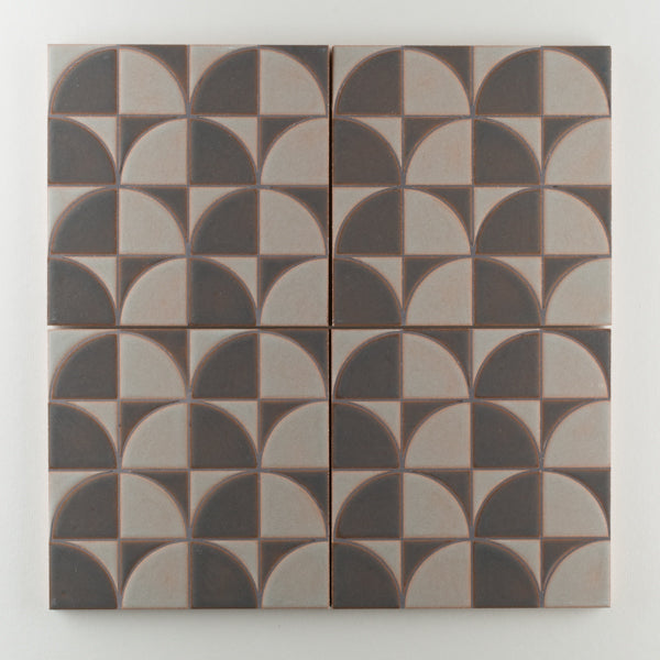 8x8 Handpainted Tile Interlaced Leaves in Dark Motif