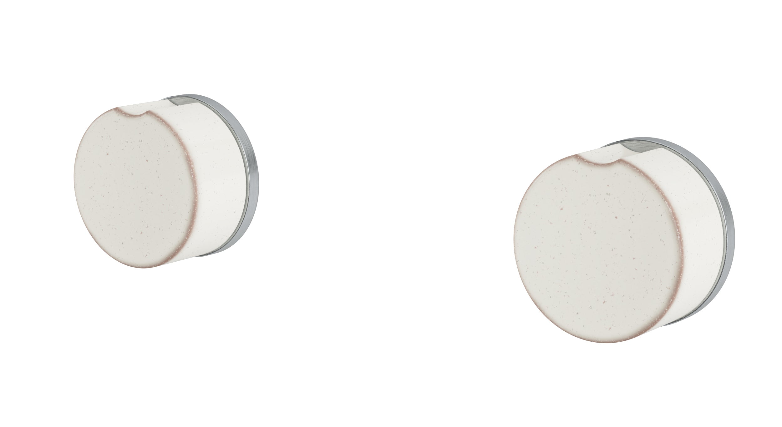 Foundry Two Handle Wall Mount Bath Trim with Groove Ceramic Knob Handles in Satin Chrome