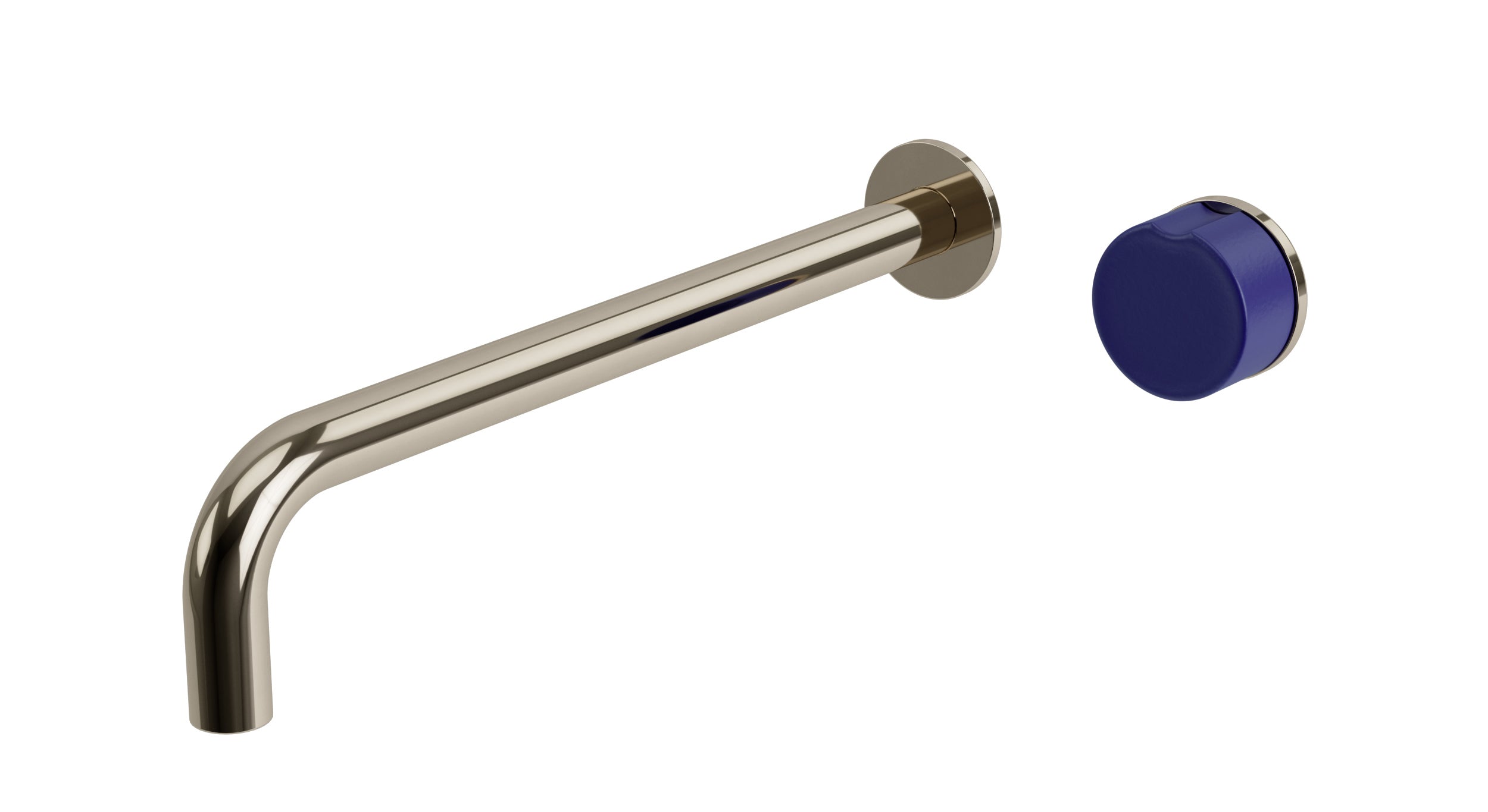 Foundry One Handle Wall Mount 12" Lavatory Faucet with Pebble Ceramic Knob Handle in Polished Nickel