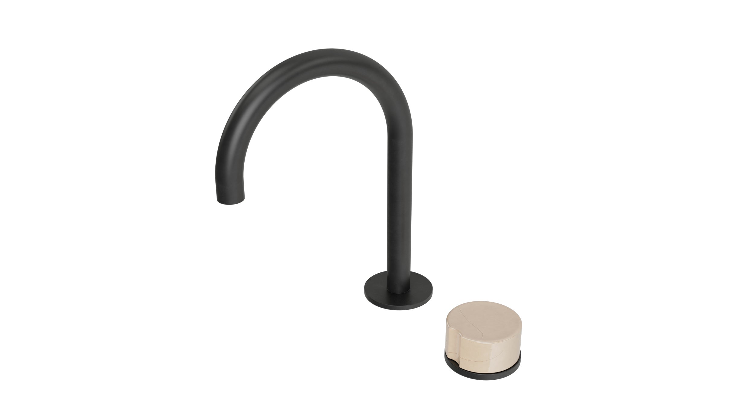 Foundry One Handle Deck Mount Gooseneck Lavatory Faucet with Groove Ceramic Knob Handle in Oil Rubbed Bronze