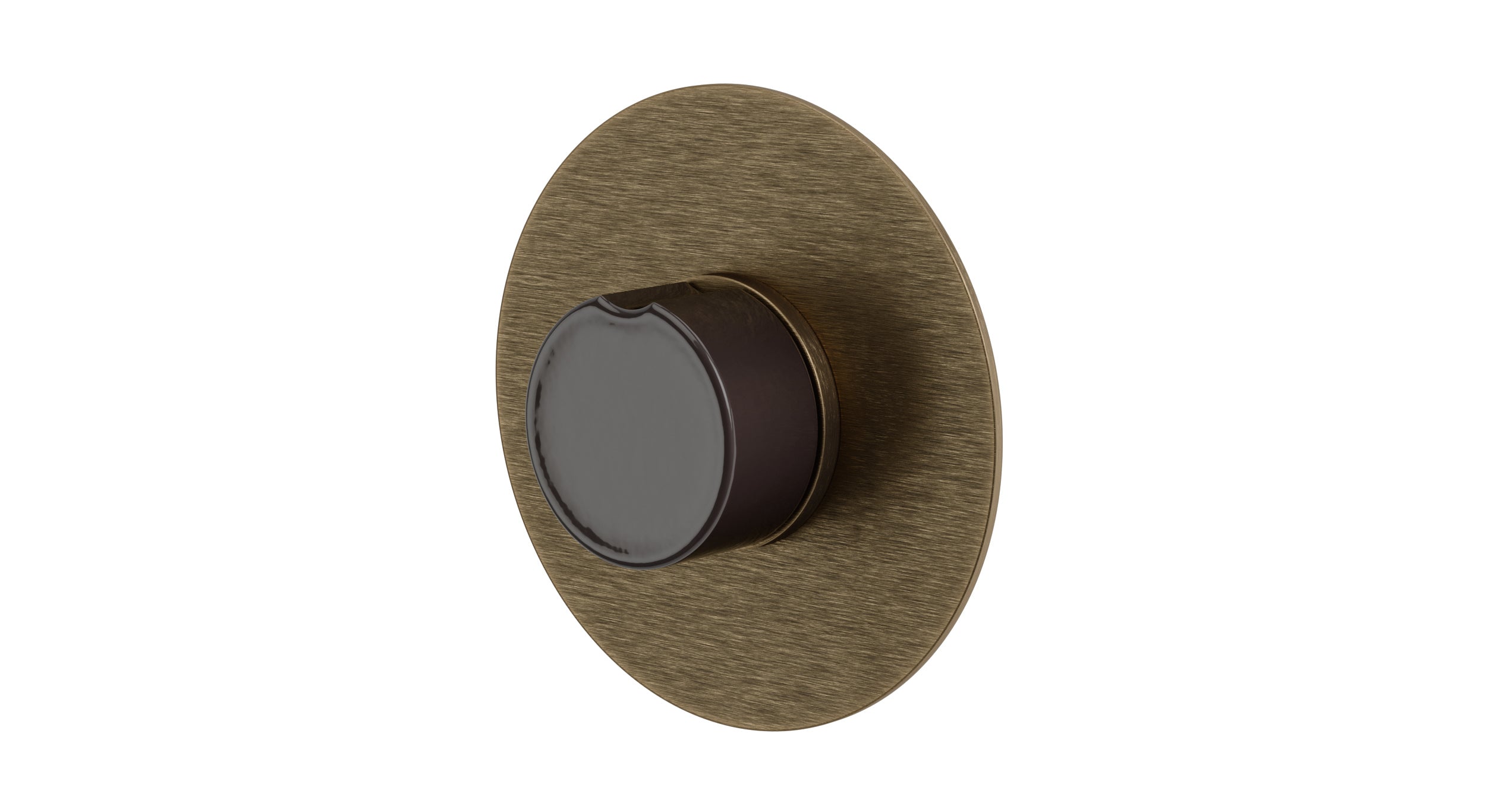 Foundry One Handle Wall Mount Shower Trim with Groove Ceramic Knob Handle in Antique Brass