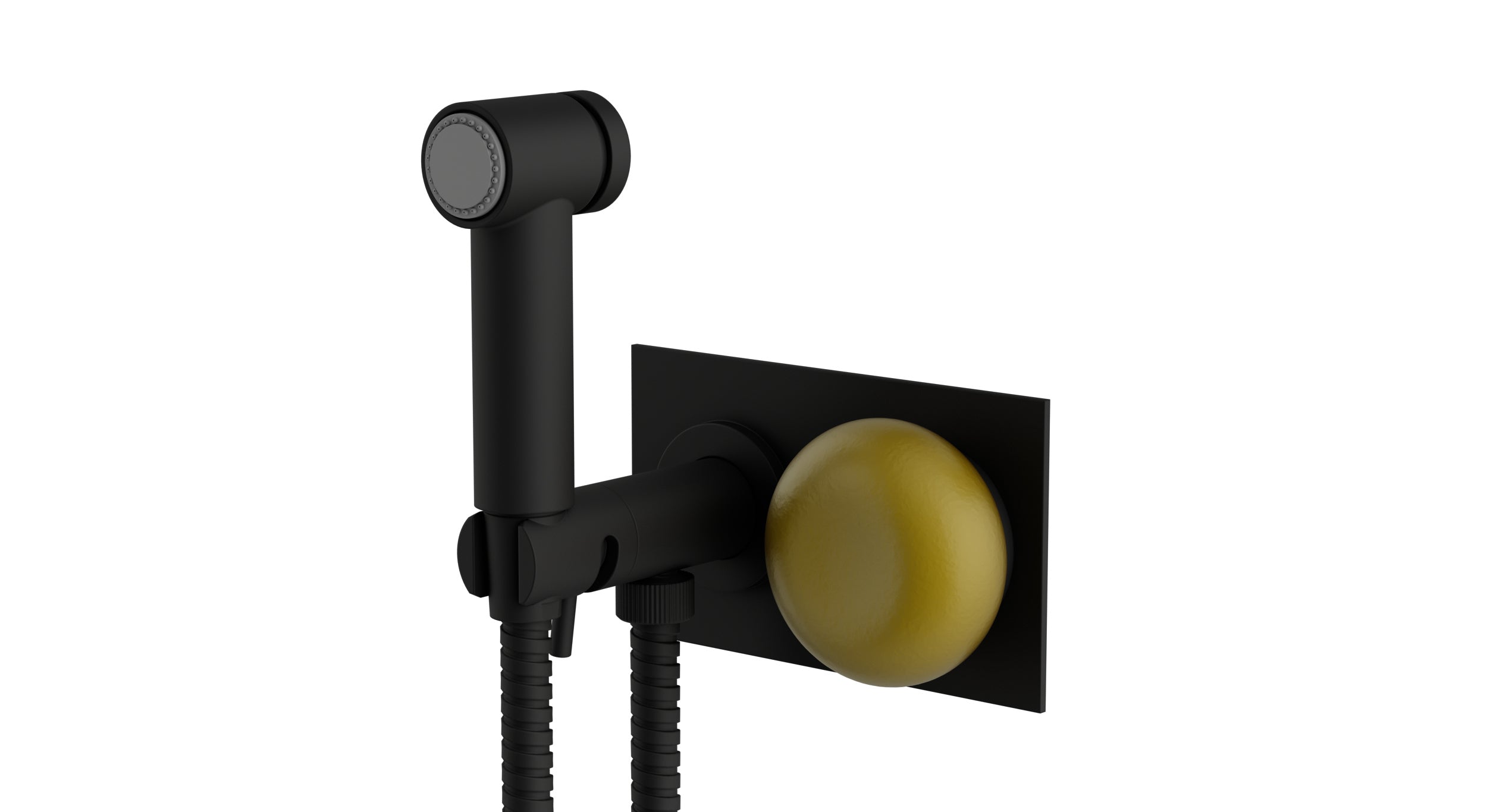 Foundry One Handle Wall Mount Bidet Trim with Pebble Ceramic Knob Handle in Matte Black