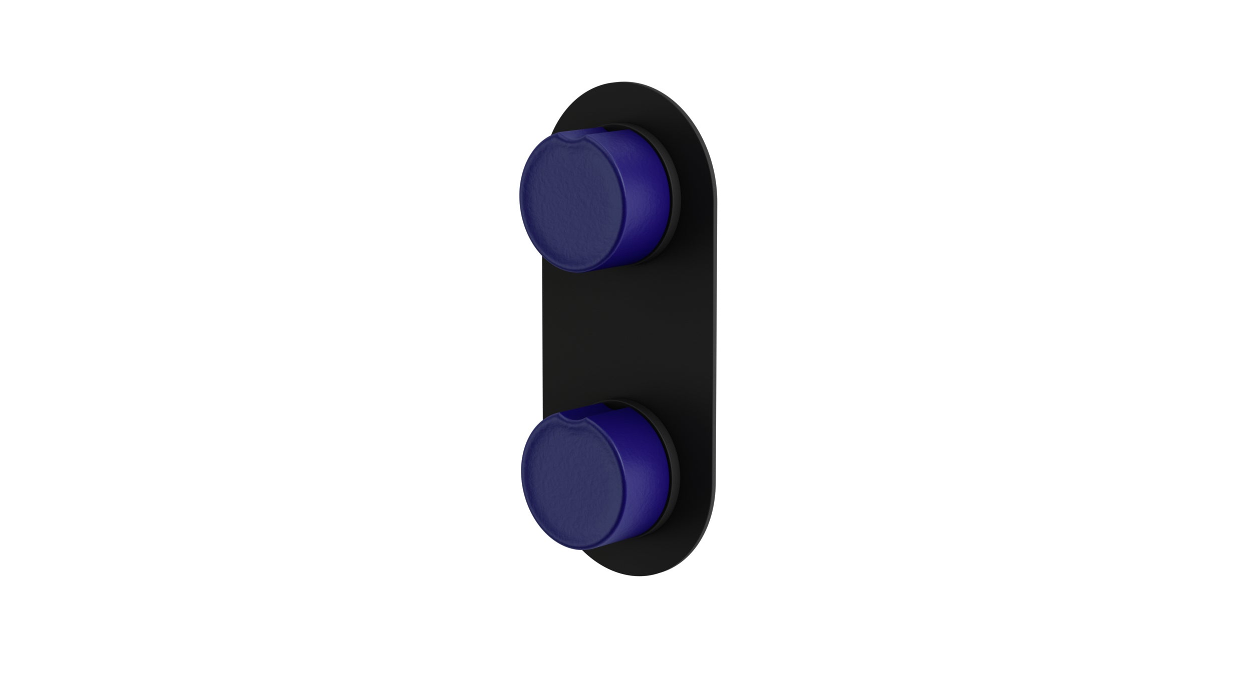 Foundry Two Handle Wall Mount Shower Trim with Groove Ceramic Knob Handles in Matte Black