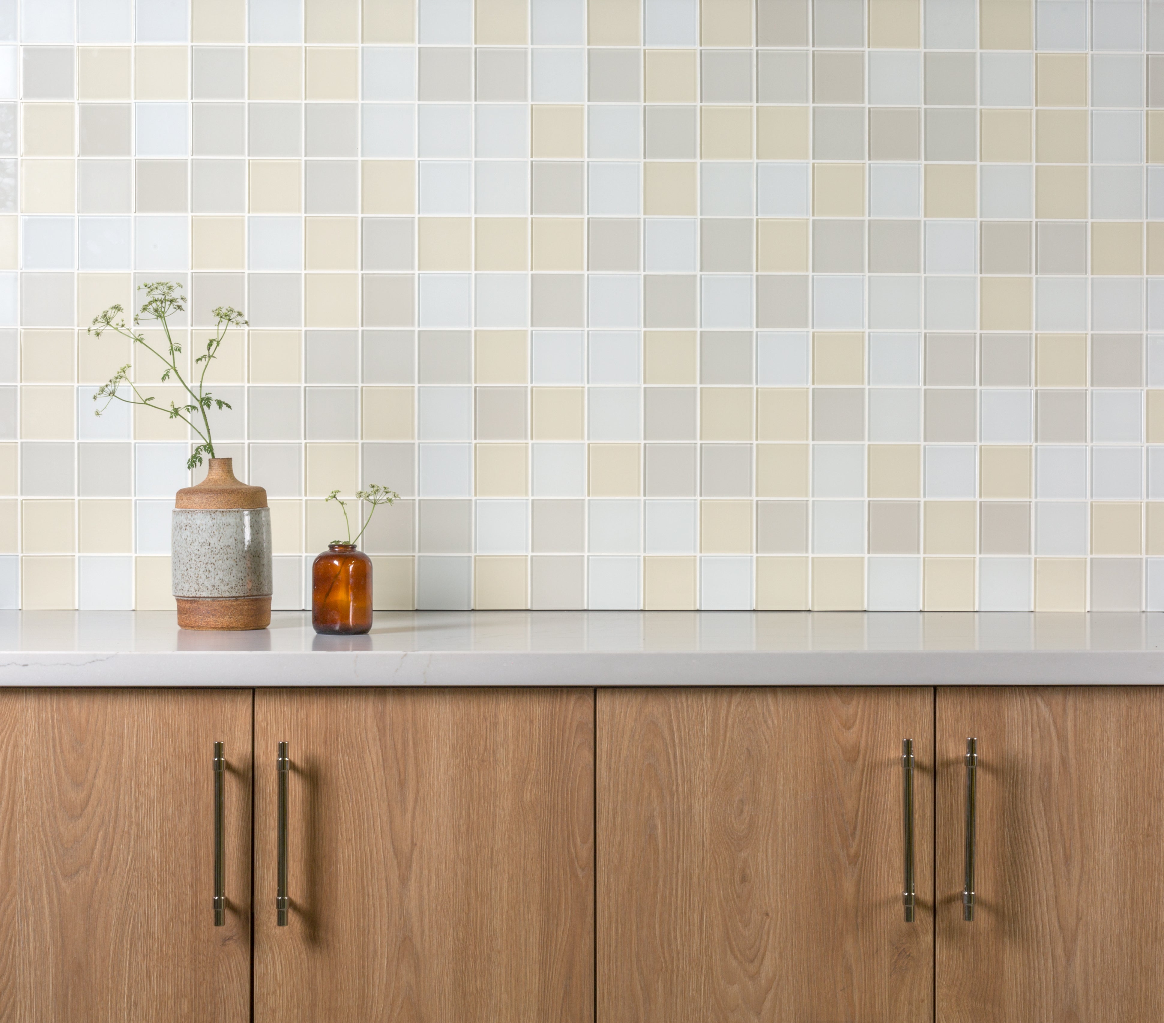 2x2 Straight Set Sheeted Glass Mosaic Tile in Sparrow Gloss