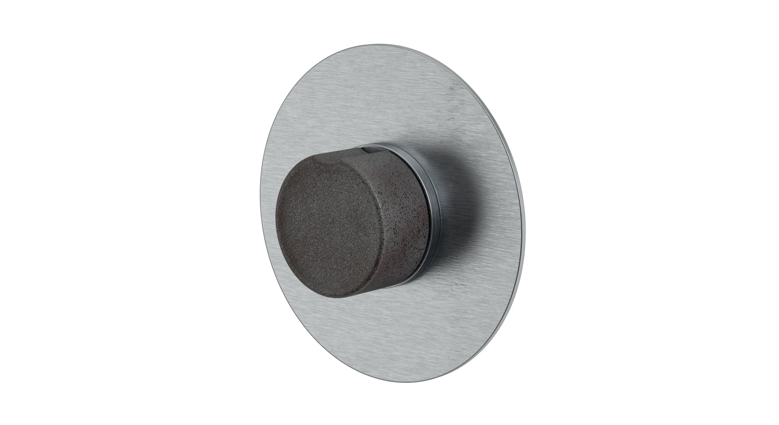 Foundry One Handle Wall Mount Shower Trim with Groove Ceramic Knob Handle in Satin Chrome