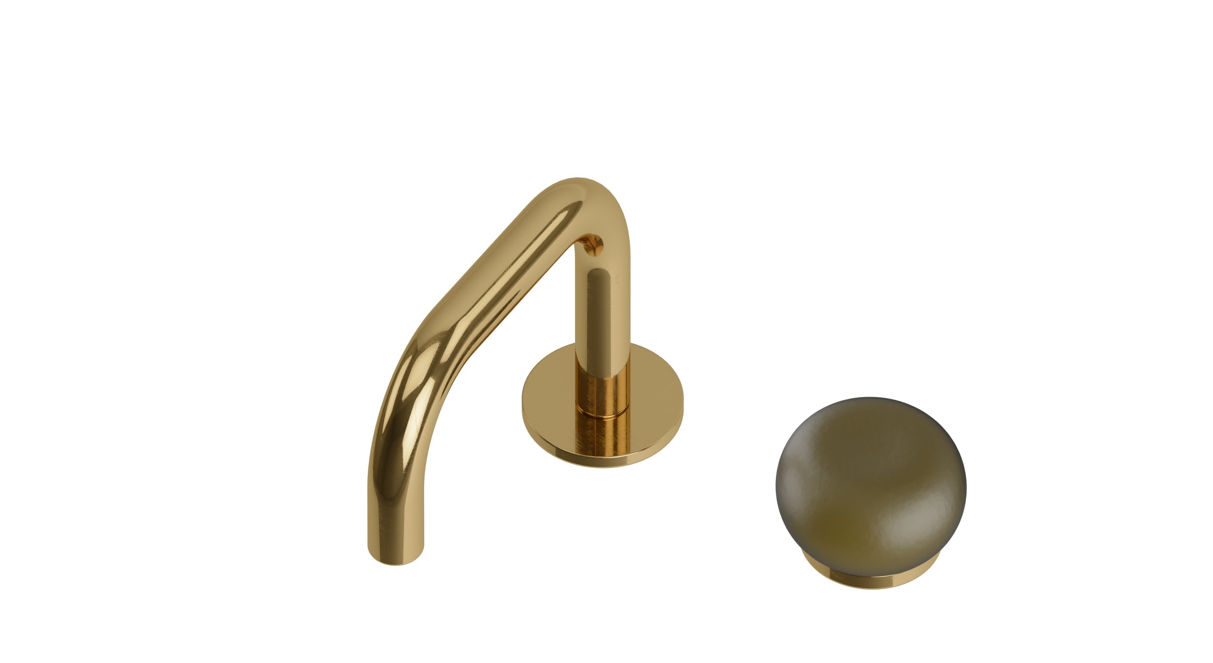 Foundry One Handle Deck Mount Squaretop Lavatory Faucet with Pebble Ceramic Knob Handle in Uncoated Polished Brass
