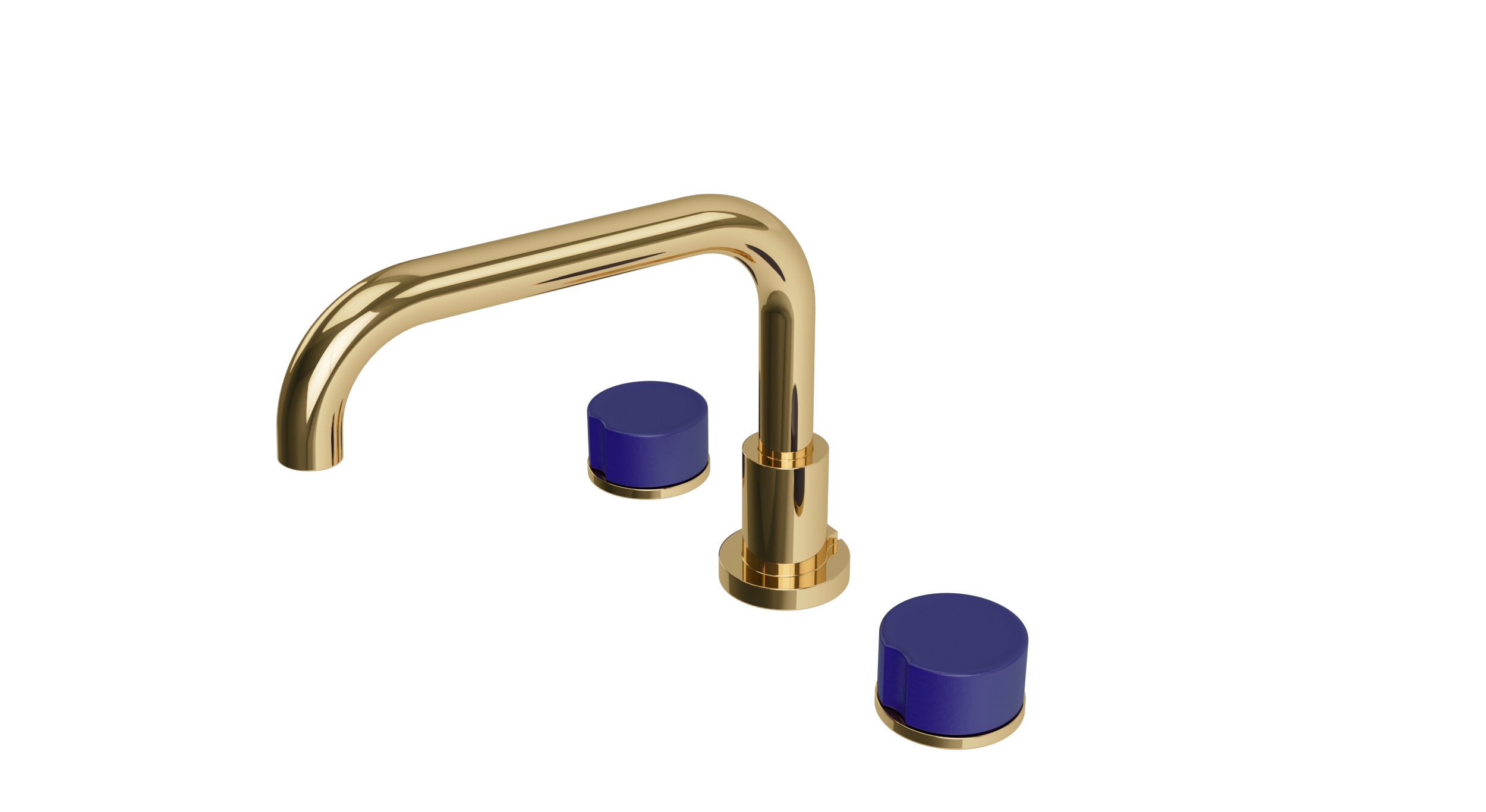 Foundry Two Handle Deck Mount Squaretop Bath Trim with Groove Ceramic Knob Handles in Polished Brass