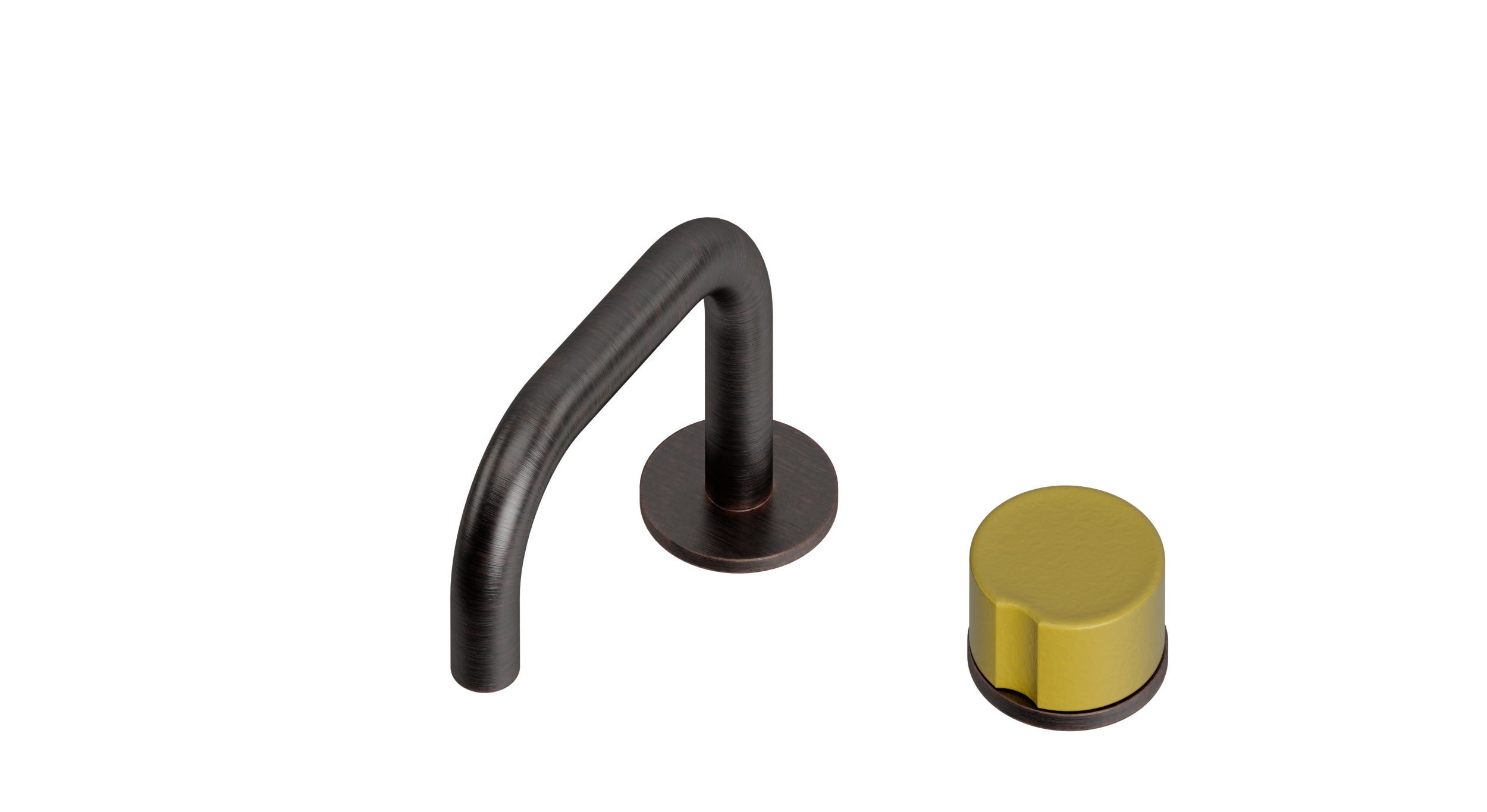 Foundry One Handle Deck Mount Squaretop Lavatory Faucet with Groove Ceramic Knob Handle in Antique Bronze