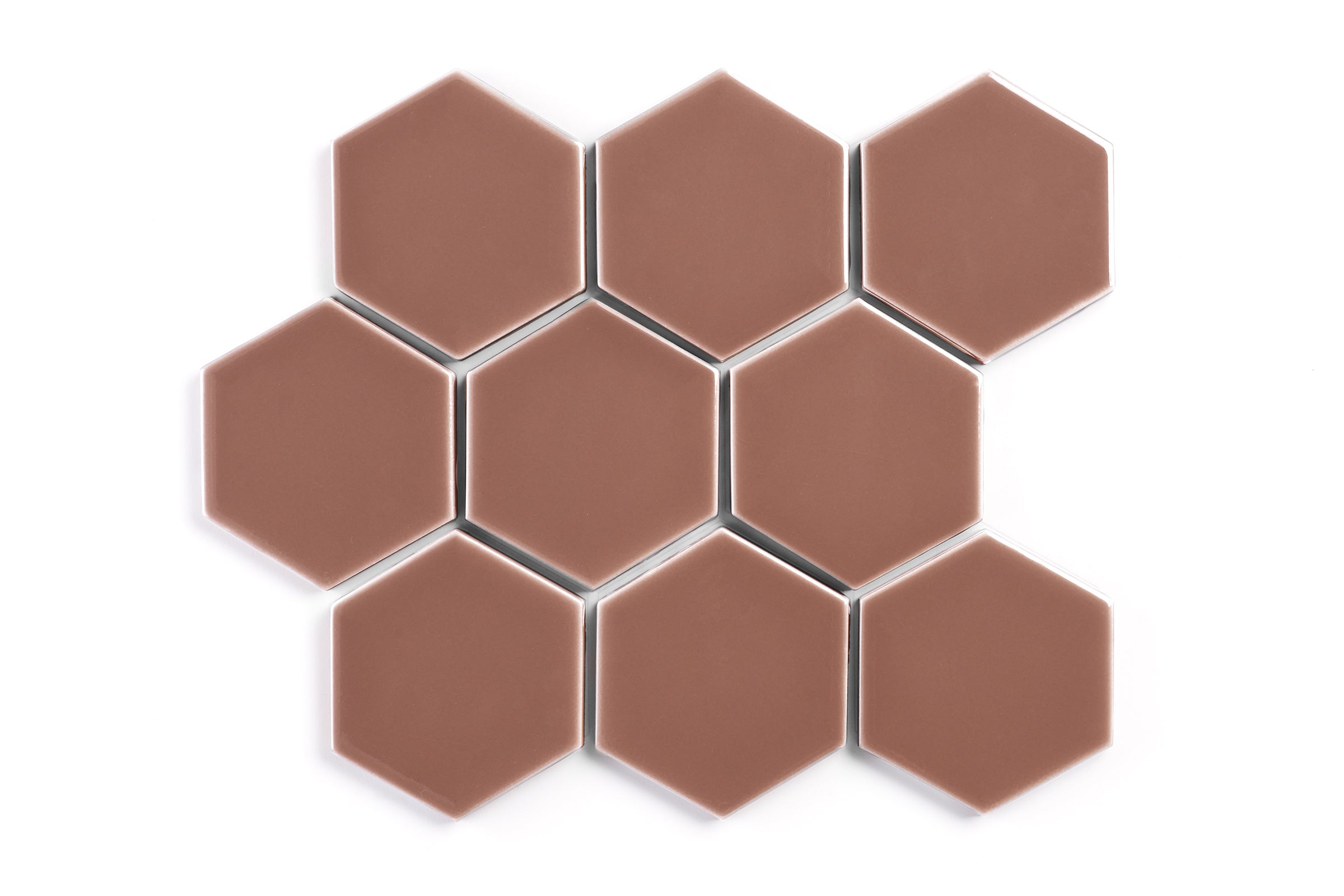 4" Hexagon Original Ceramic Tile in Mauve Gloss