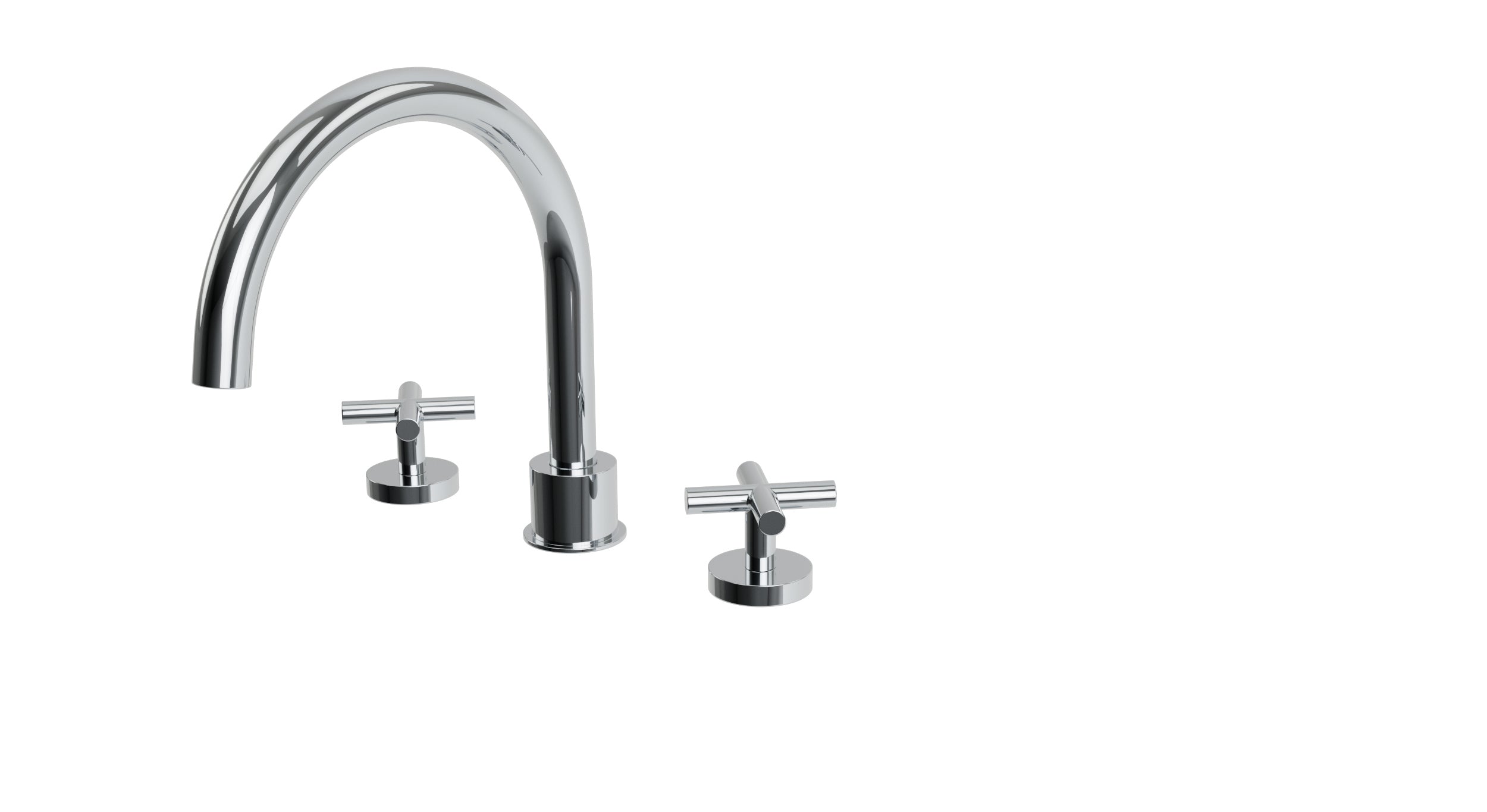 Contour Two Handle Deck Mount Gooseneck Bath Trim with Soft Cross Handles