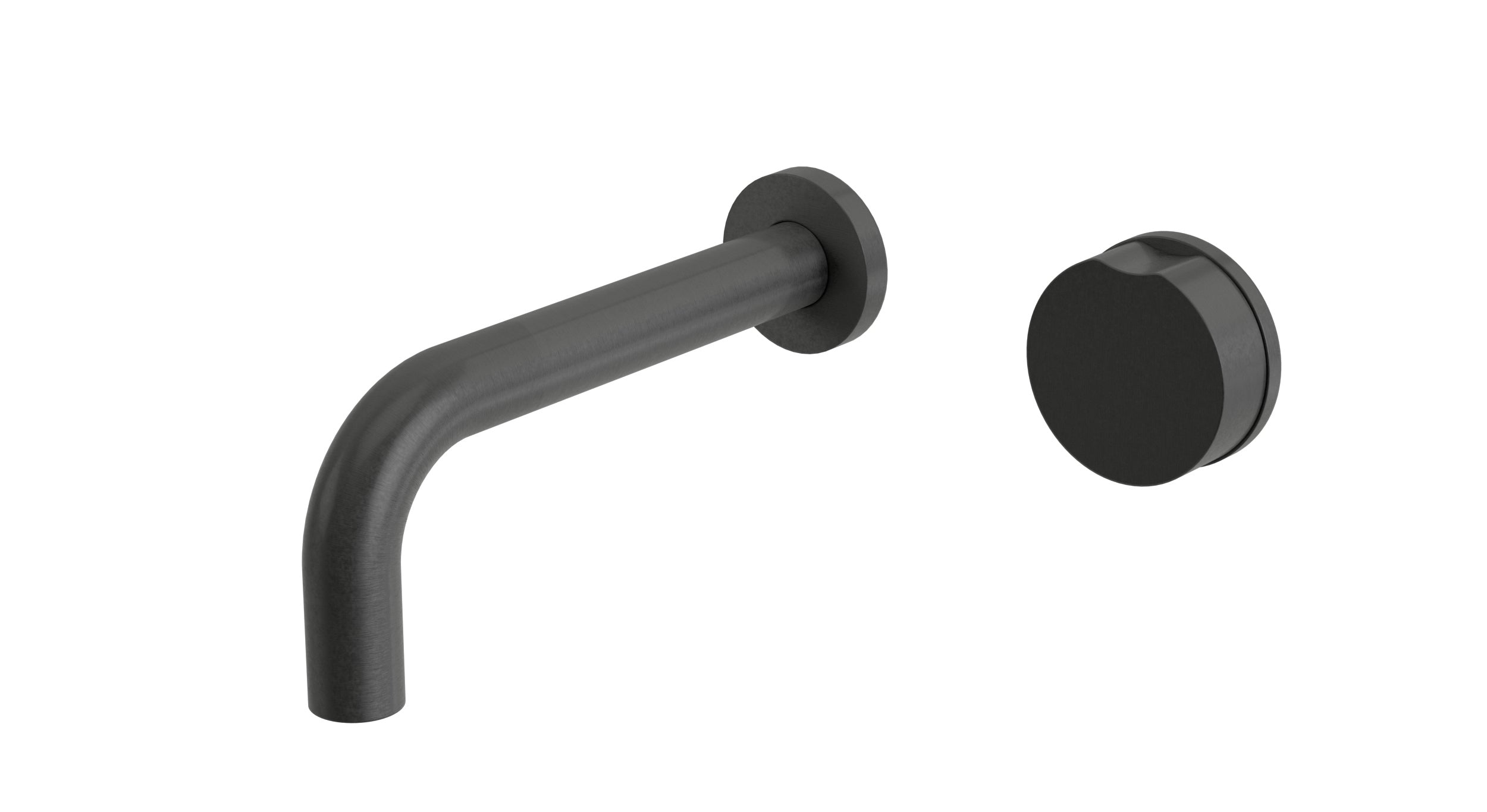 Foundry One Handle Wall Mount 7.5" Lavatory Faucet with Barrel Knob Handle in Blackened Nickel