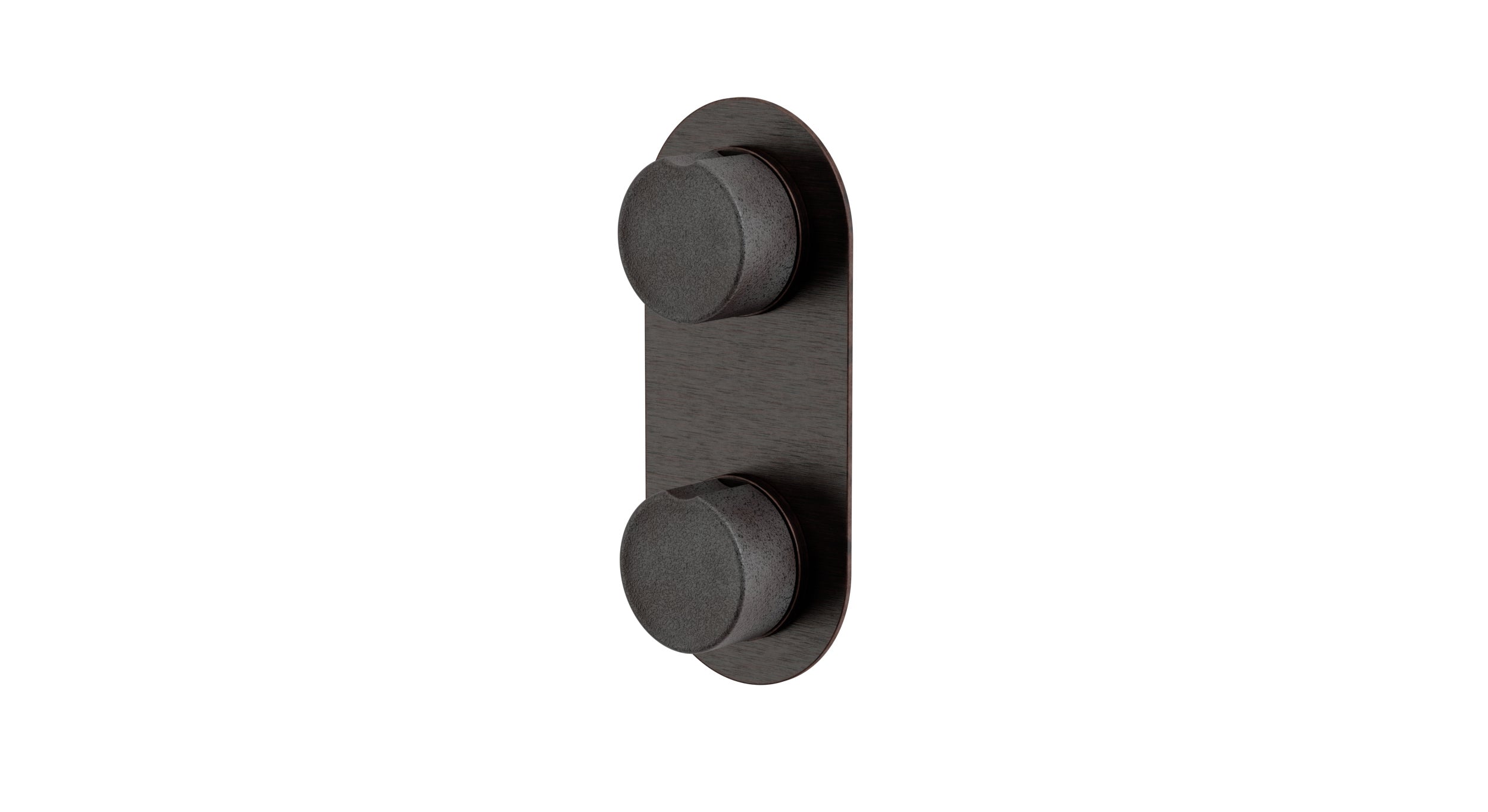 Foundry Two Handle Wall Mount Shower Trim with Groove Ceramic Knob Handles in Antique Bronze