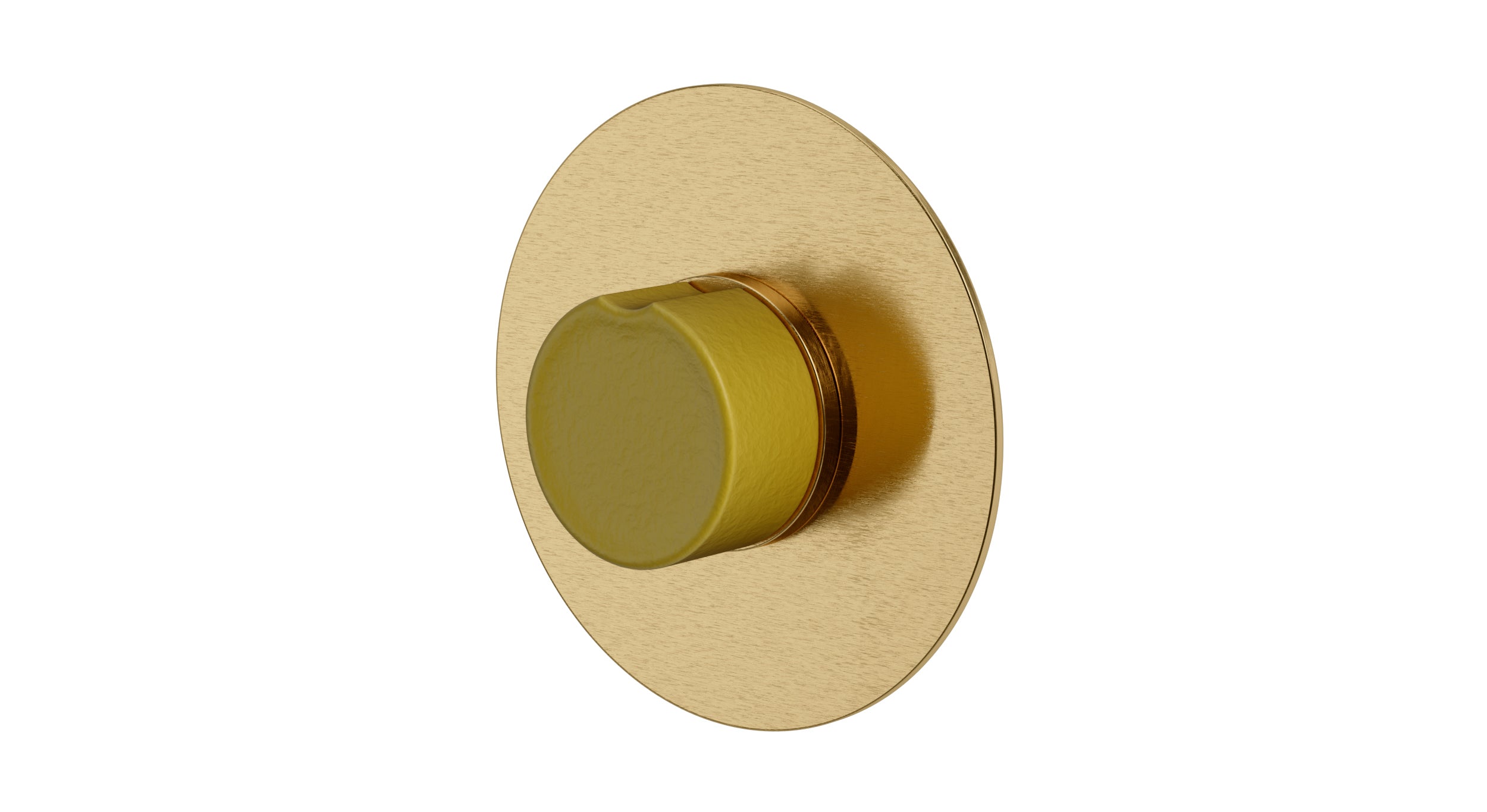 Foundry One Handle Wall Mount Shower Trim with Groove Ceramic Knob Handle in Satin Brass