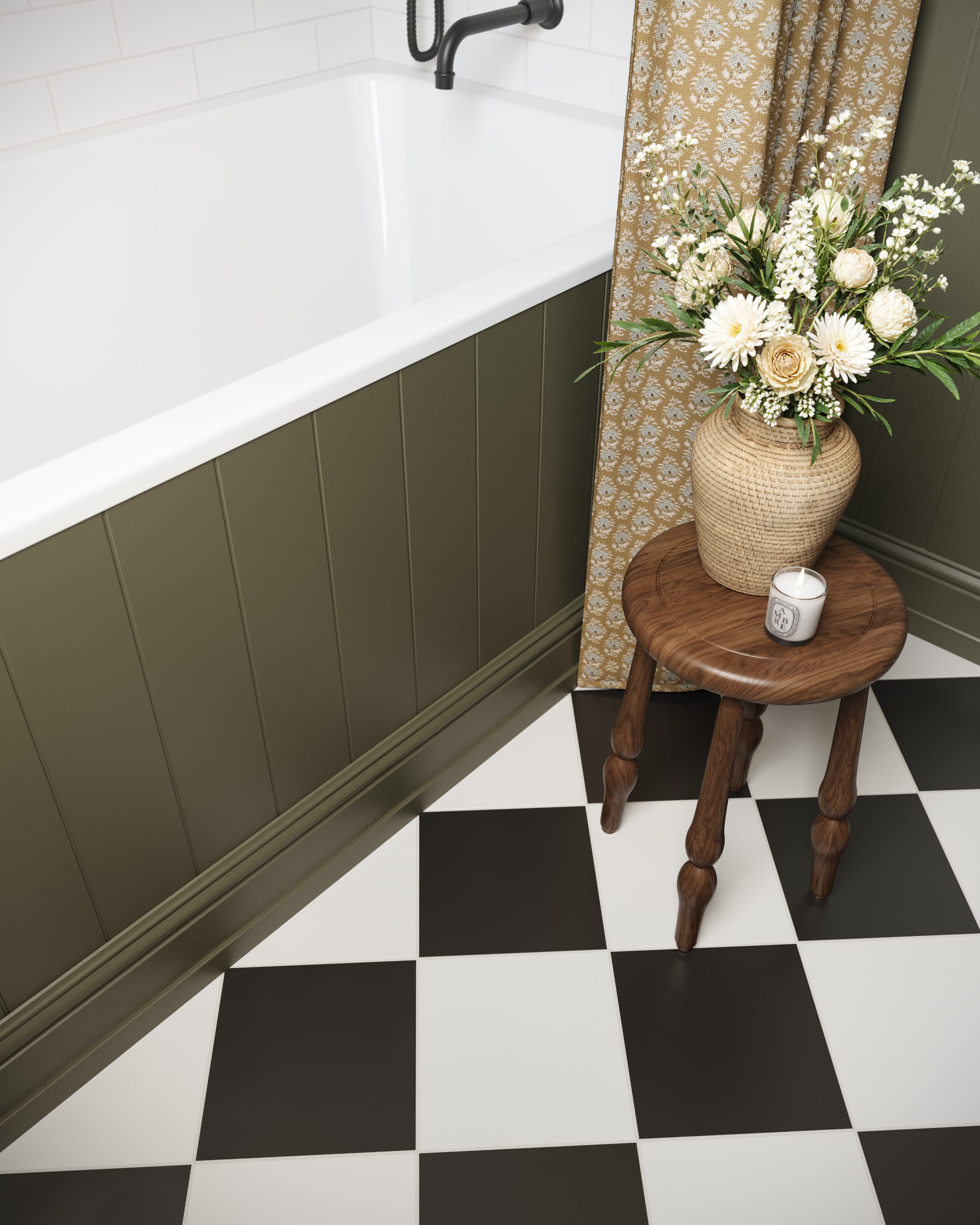 12x12 Natural Press Ceramic Tile in Salt Creek and Bone Black