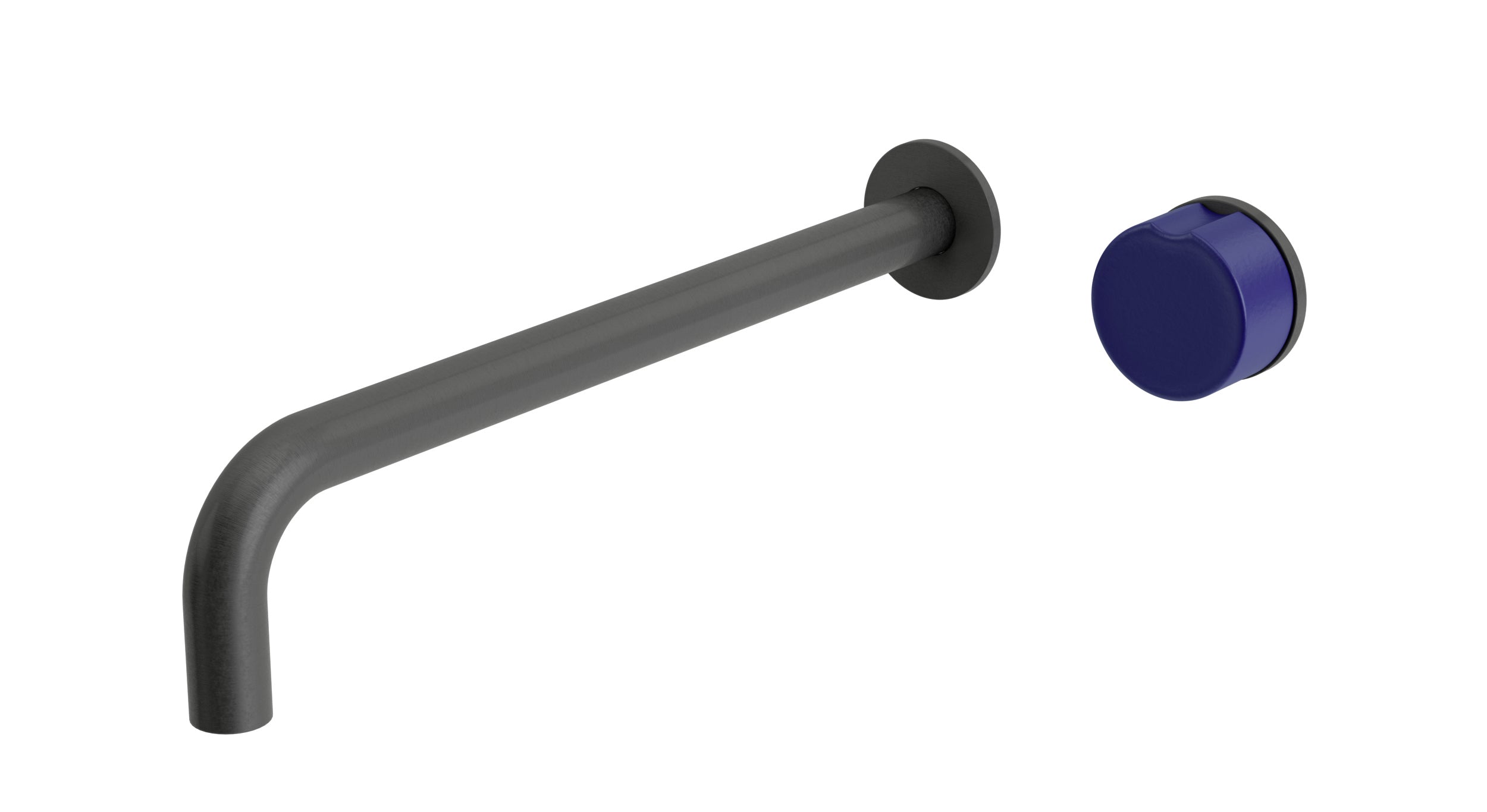 Foundry One Handle Wall Mount 12" Lavatory Faucet with Groove Ceramic Knob Handle in Blackened Nickel
