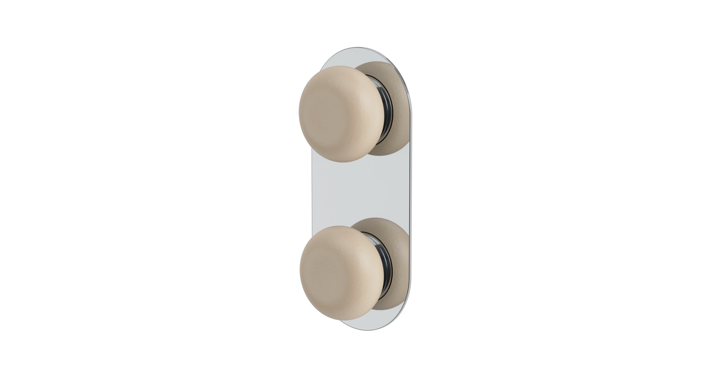 Foundry Two Handle Wall Mount Shower Trim with Pebble Ceramic Knob Handles in Polished Chrome