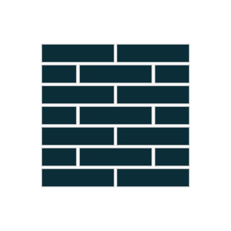 1x4 Half Offset Sheeted Original Ceramic Mosaic Tile in Caspian Sea Matte
