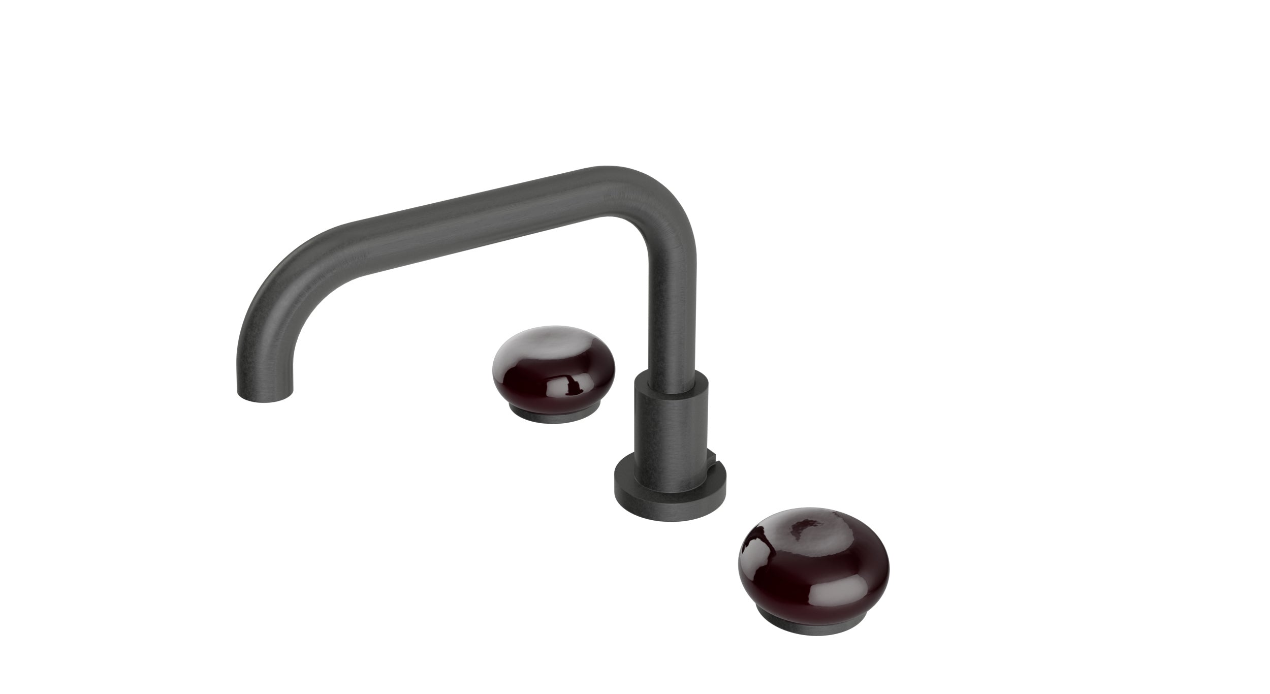 Foundry Two Handle Deck Mount Squaretop Bath Trim with Pebble Ceramic Knob Handles in Blackened Nickel