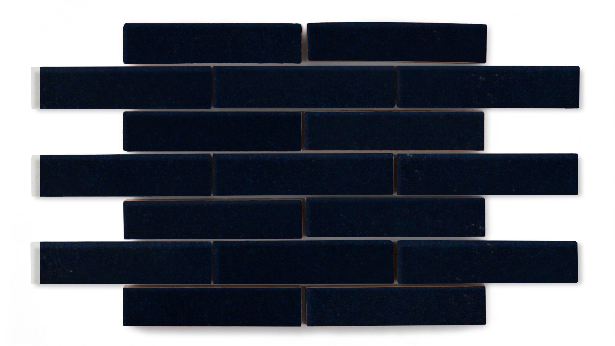 1x4 Half Offset Sheeted Original Ceramic Mosaic Tile in Navy Blue Gloss