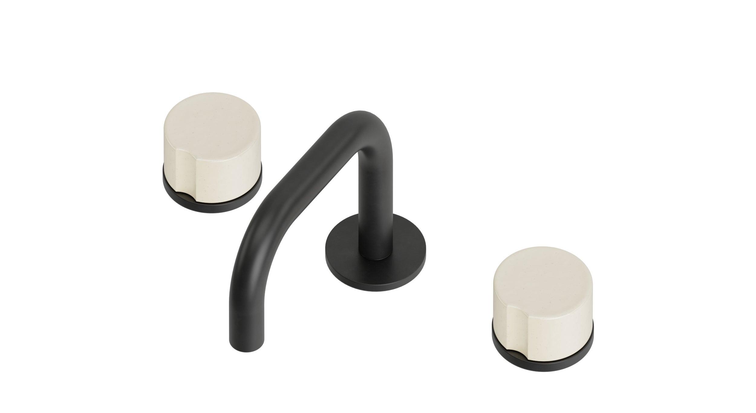 Foundry Two Handle Deck Mount Squaretop Lavatory Faucet with Groove Ceramic Knob Handles in Oil Rubbed Bronze