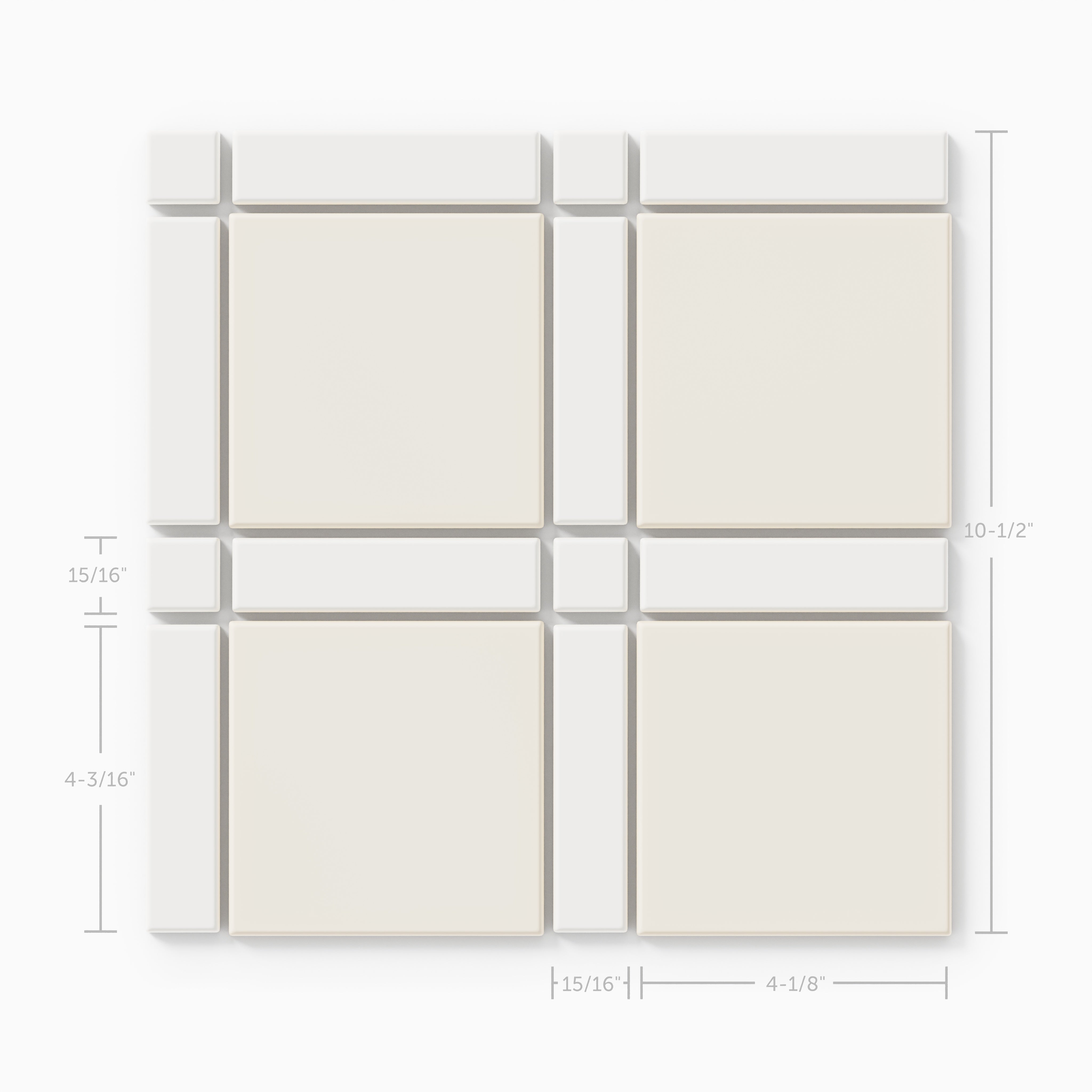 Lattice Sheeted Original Ceramic Tile in Calcite Matte & Feldspar Matte