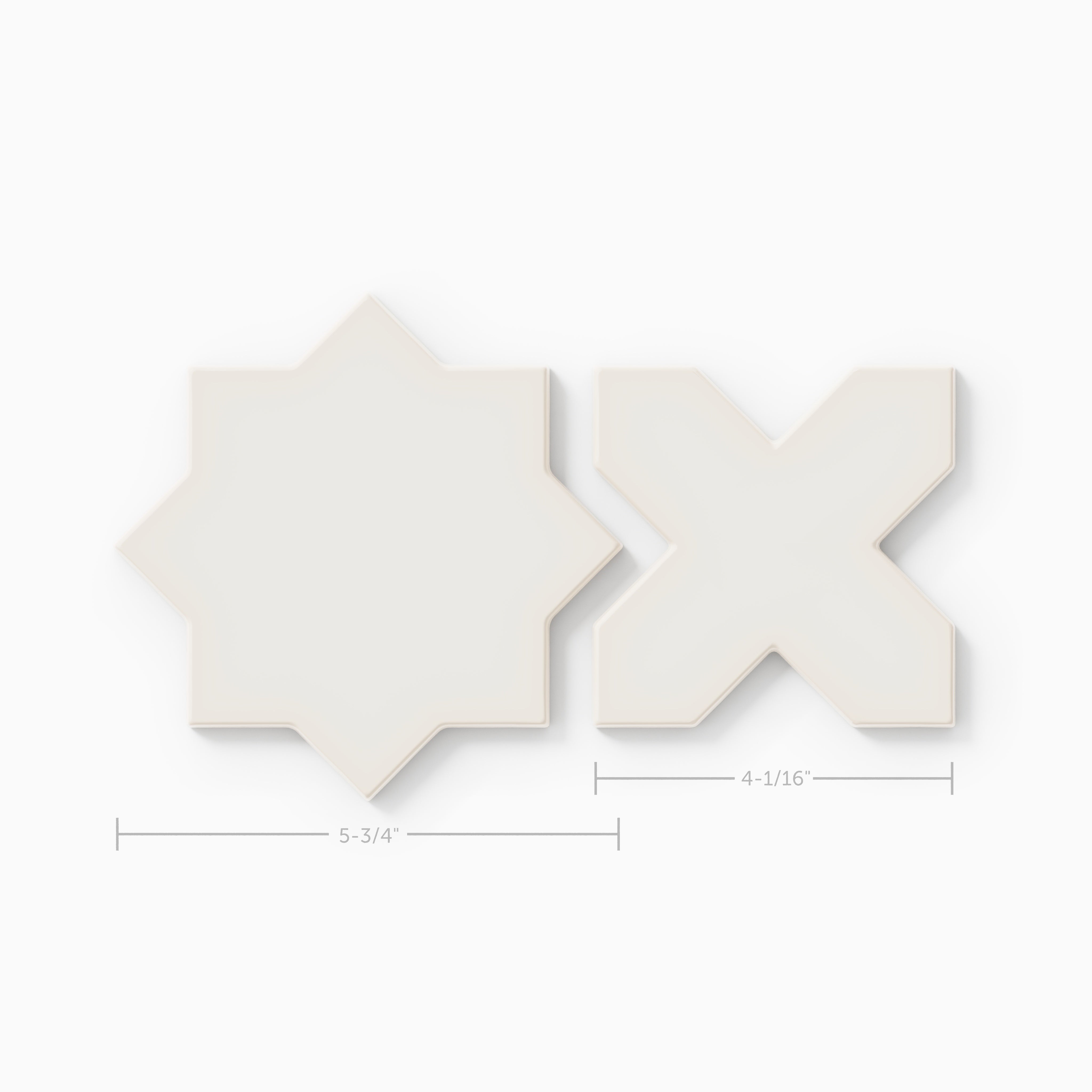 Mini Star & Cross Original Ceramic Tile in Feldspar Gloss