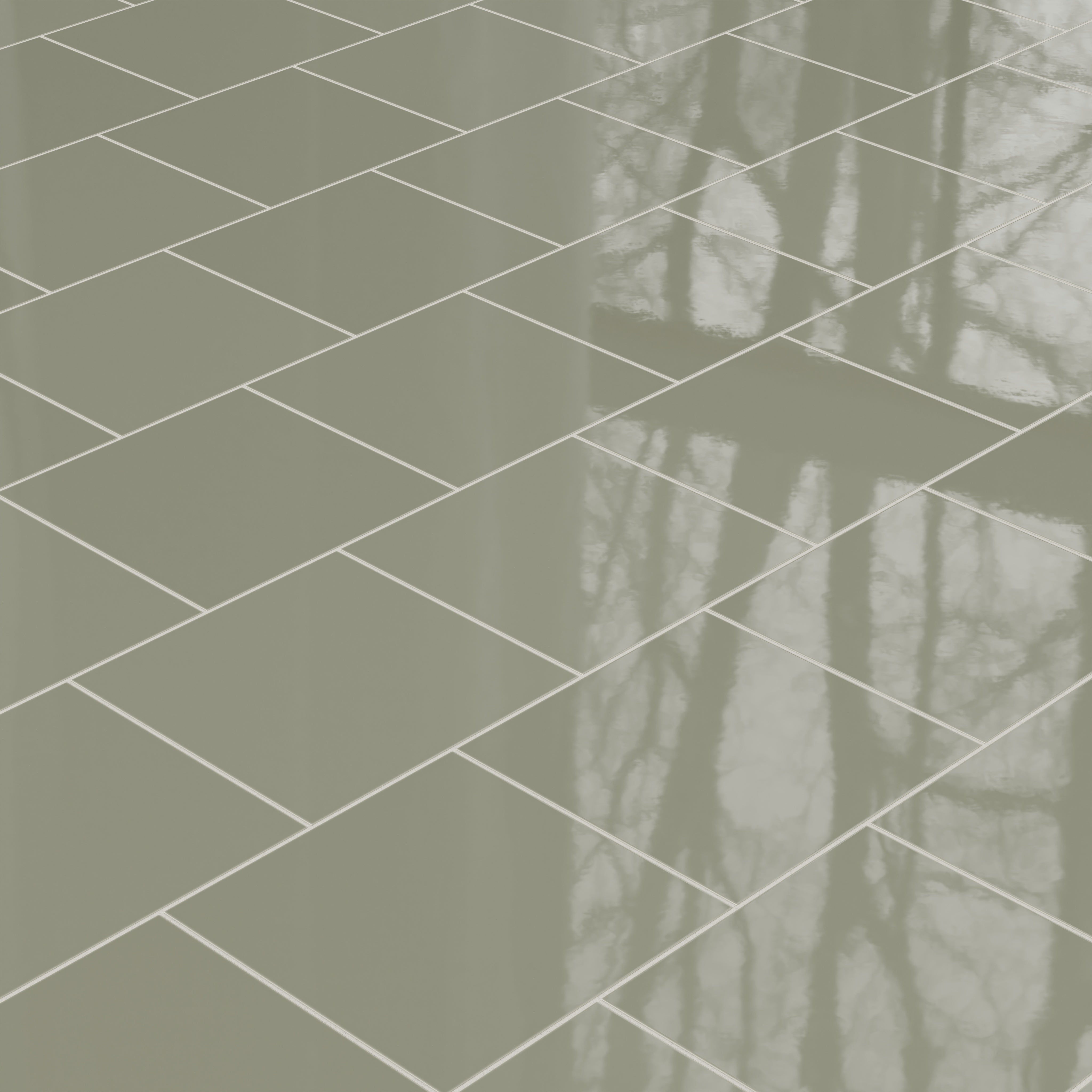 12x12 Natural Press Ceramic Tile in Fern Gloss
