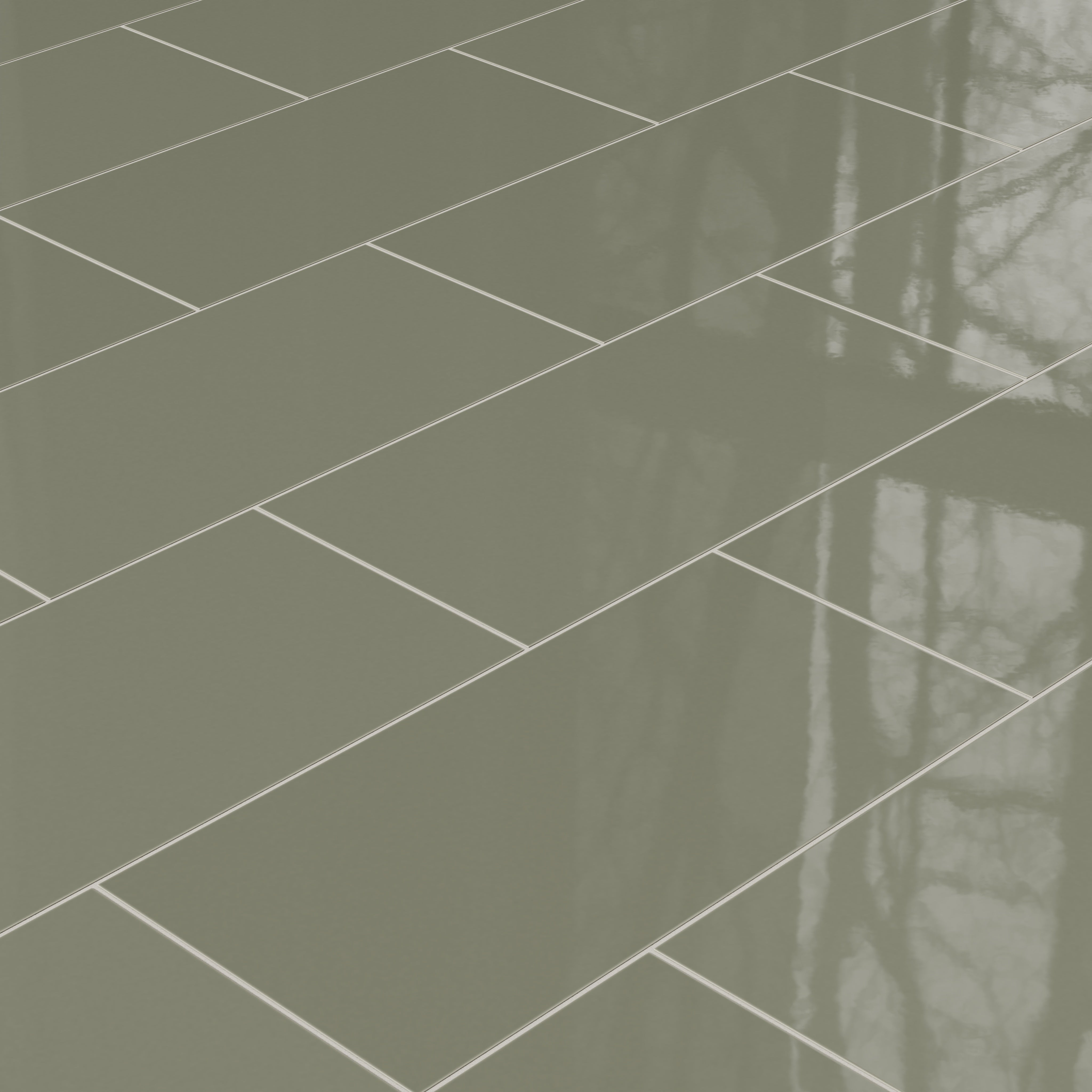 12x24 Natural Press Ceramic Tile in Fern Gloss