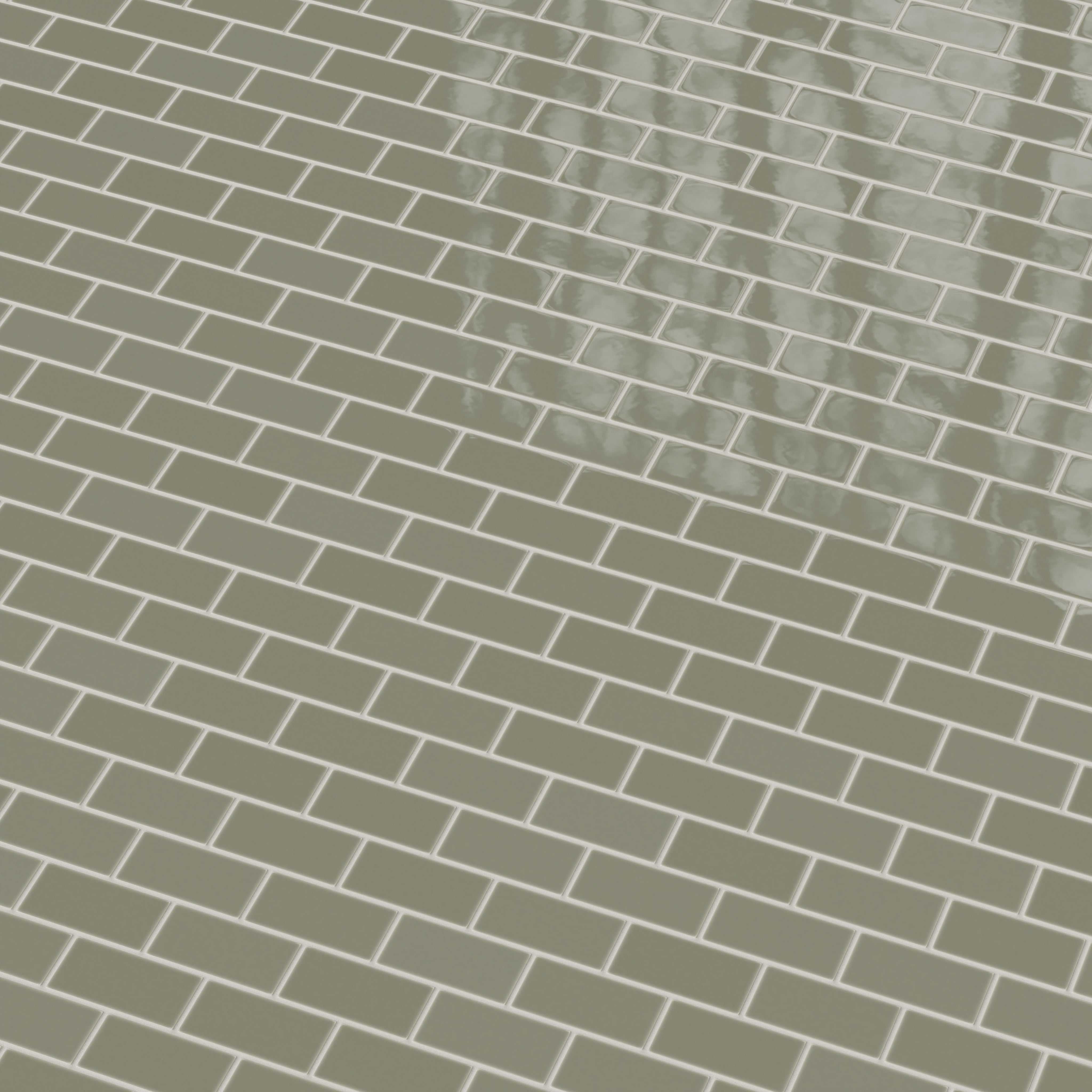 2x4 Half Offset Sheeted Natural Press Ceramic Mosaic Tile in Fern Gloss