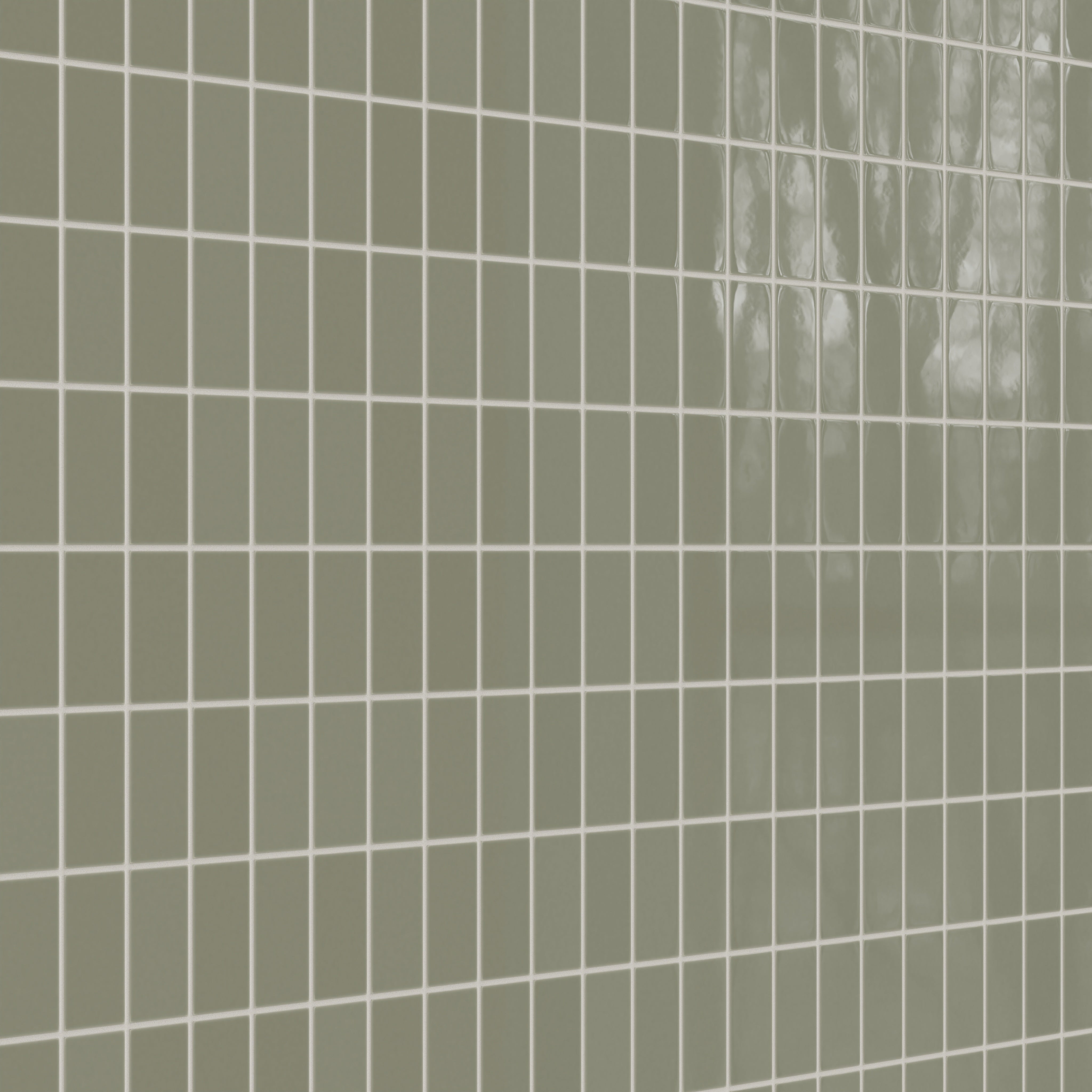 2x4 Straight Set Sheeted Natural Press Ceramic Mosaic Tile in Fern Gloss