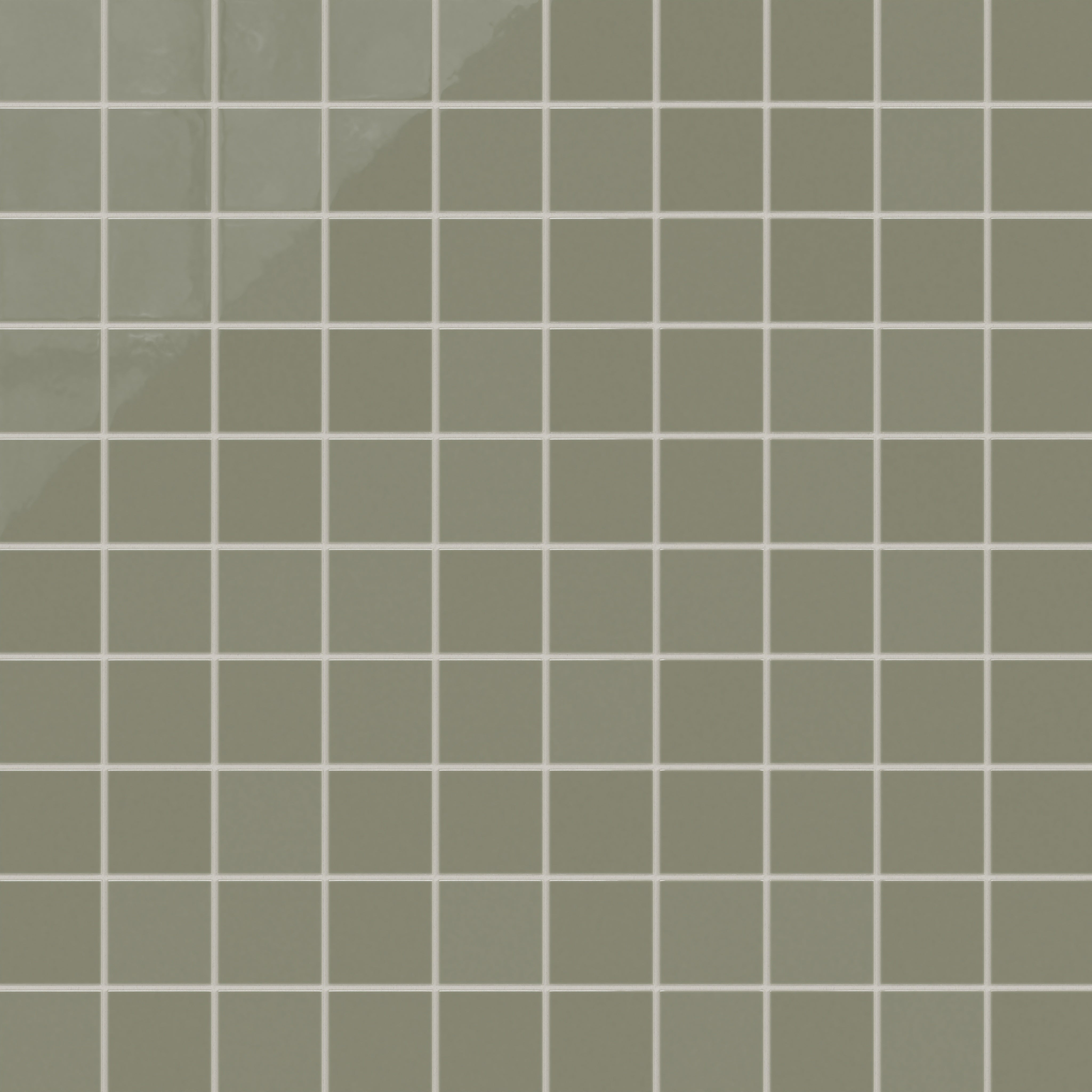 3x3 Straight Set Sheeted Natural Press Ceramic Mosaic Tile in Fern Gloss